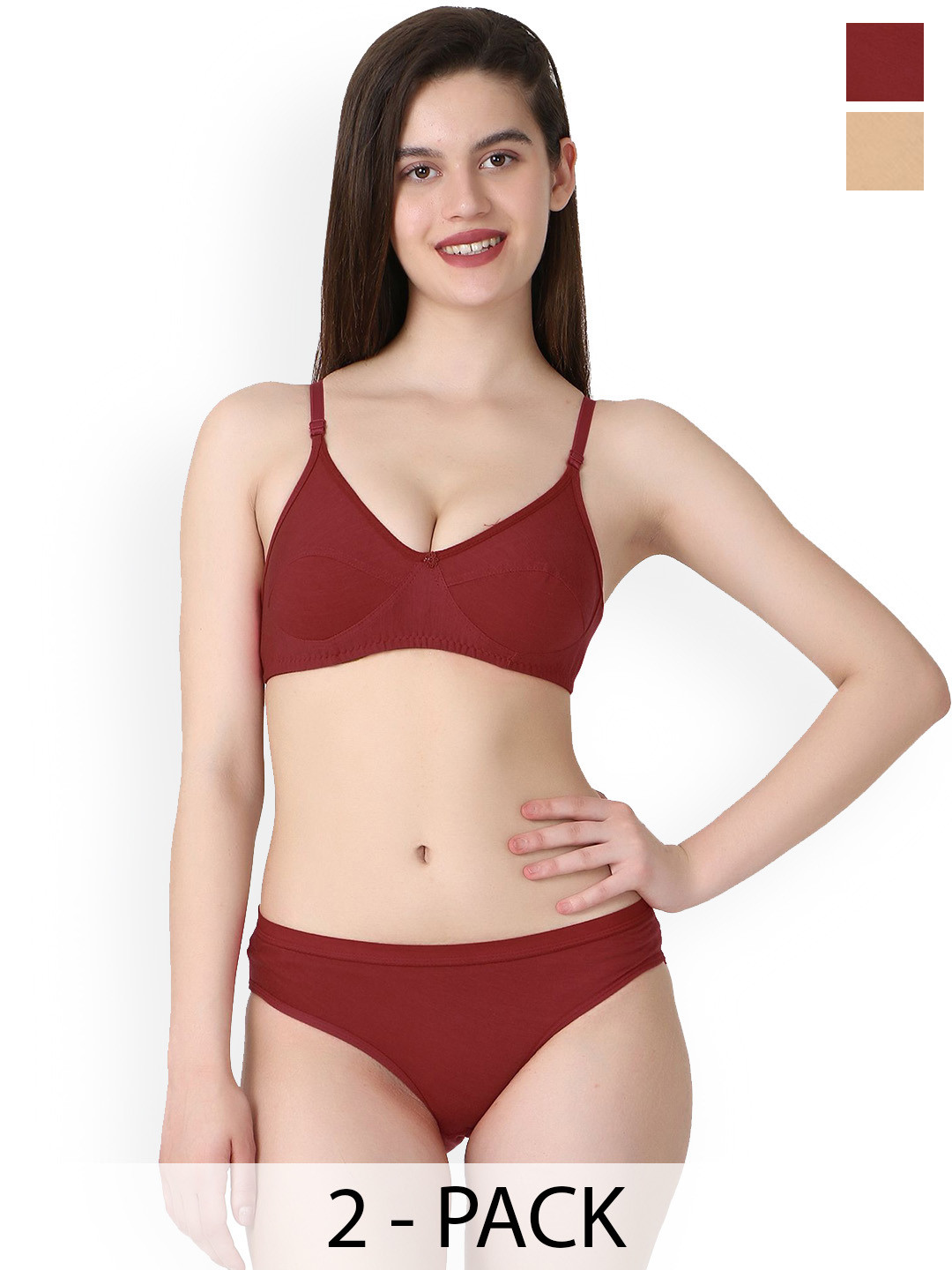 Samvar Pack Of 2 Non Padded Lingerie Sets A-Ruchi-Sett_Br,M