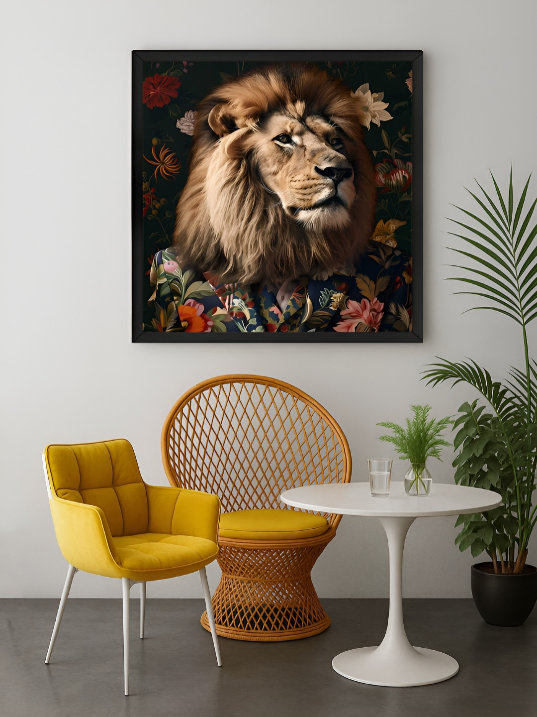 999Store Brown & Black Lion Canvas Wall Art
