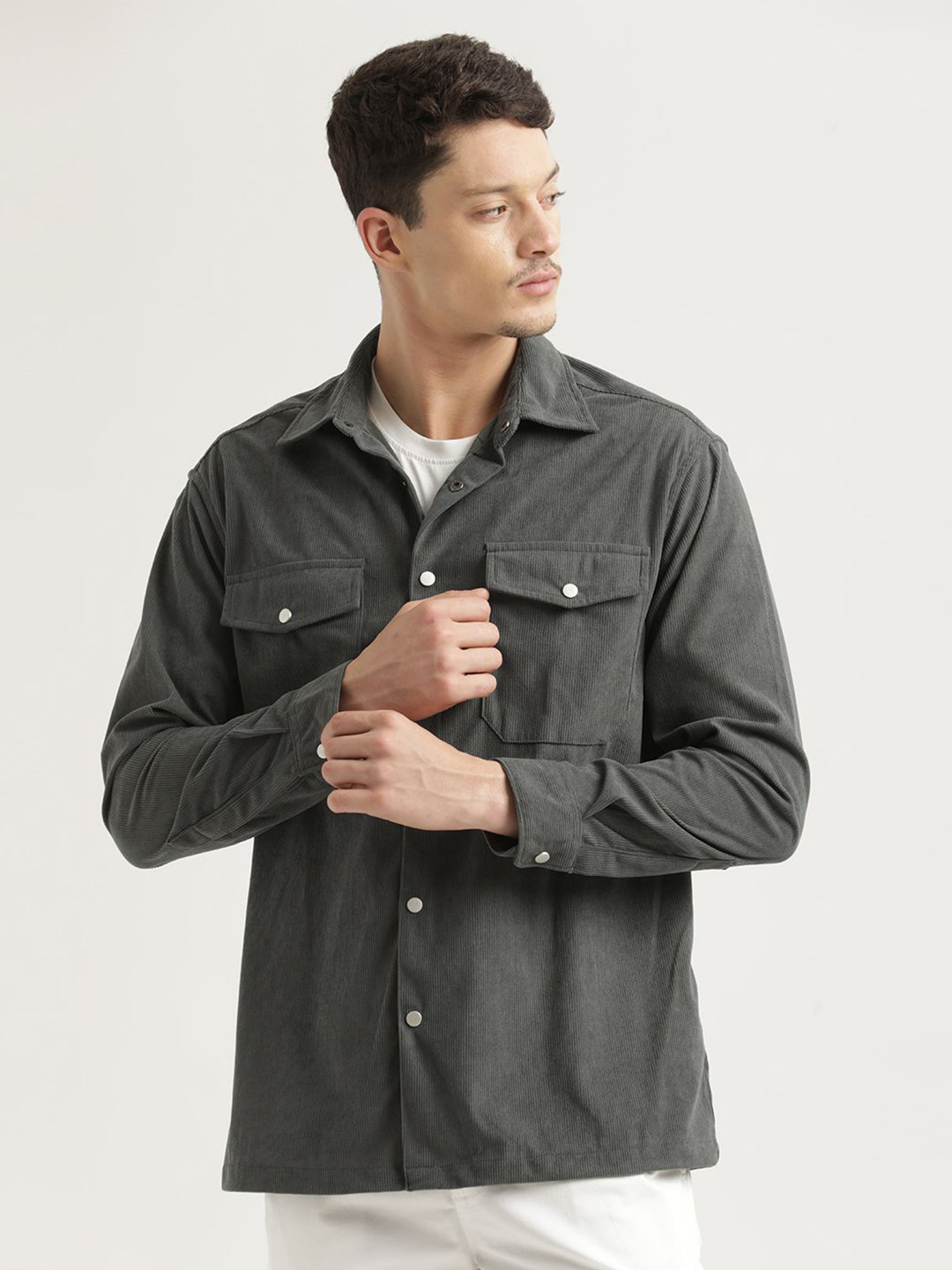 Blu MNKY Smart Slim Fit Corduroy Casual Shirt