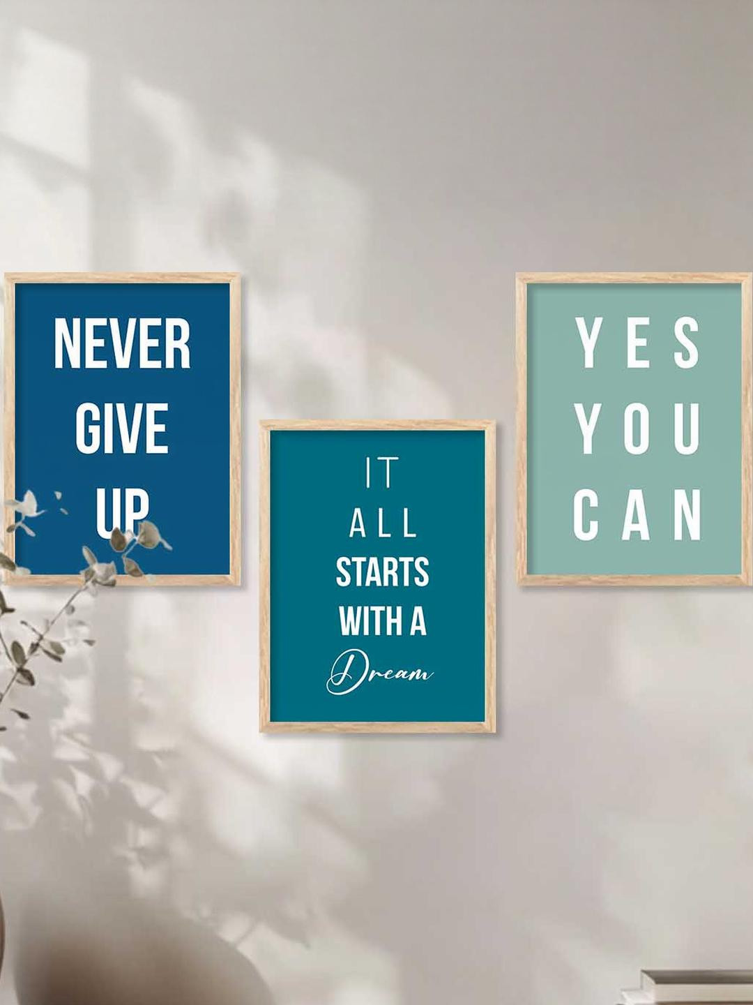 WALLLANE Brown 3 Piece Wood Abstract Wall Paintings For Living Room Office Bedroom