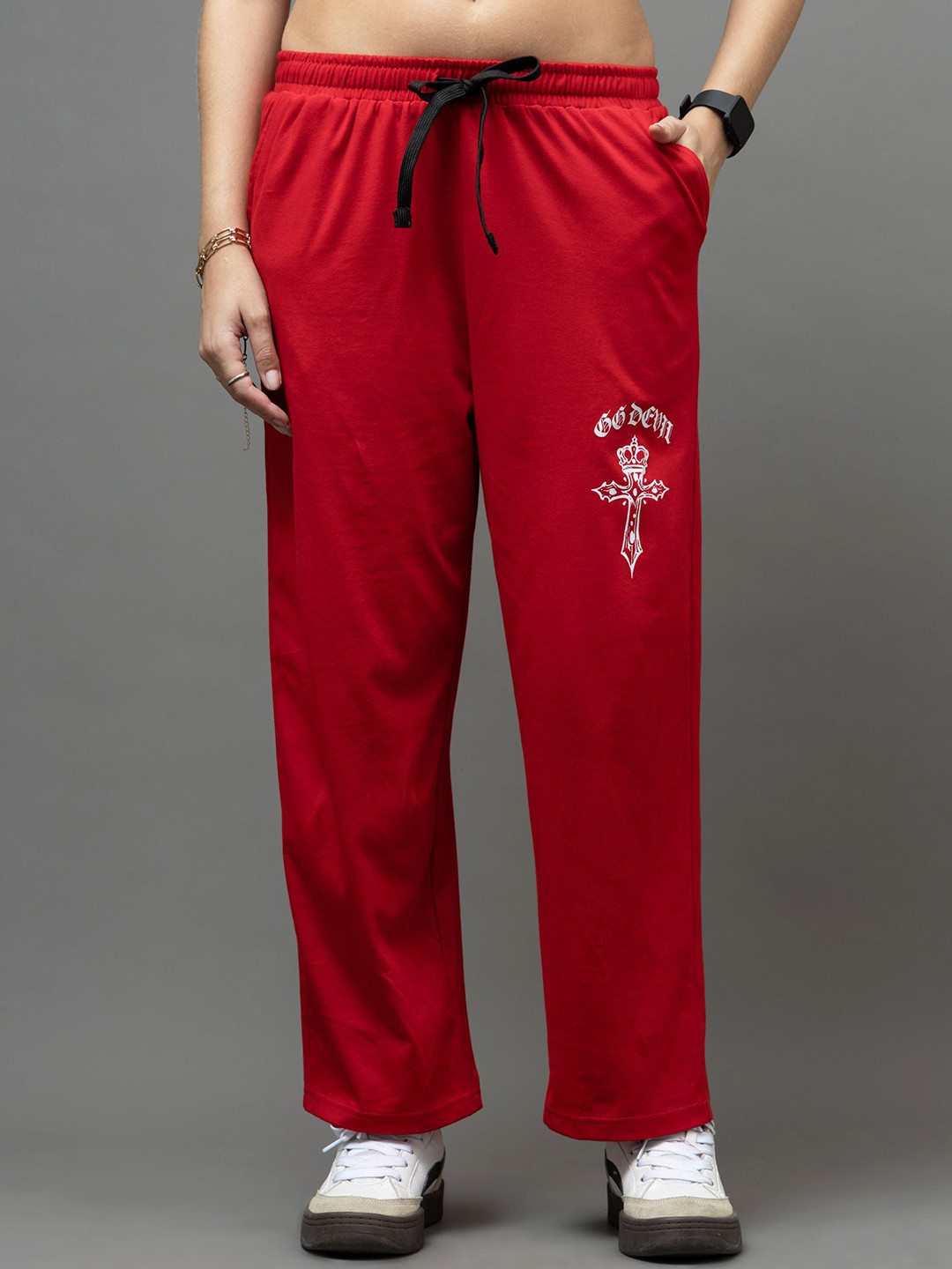 GO DEVIL Women Relaxed High-Rise Trousers