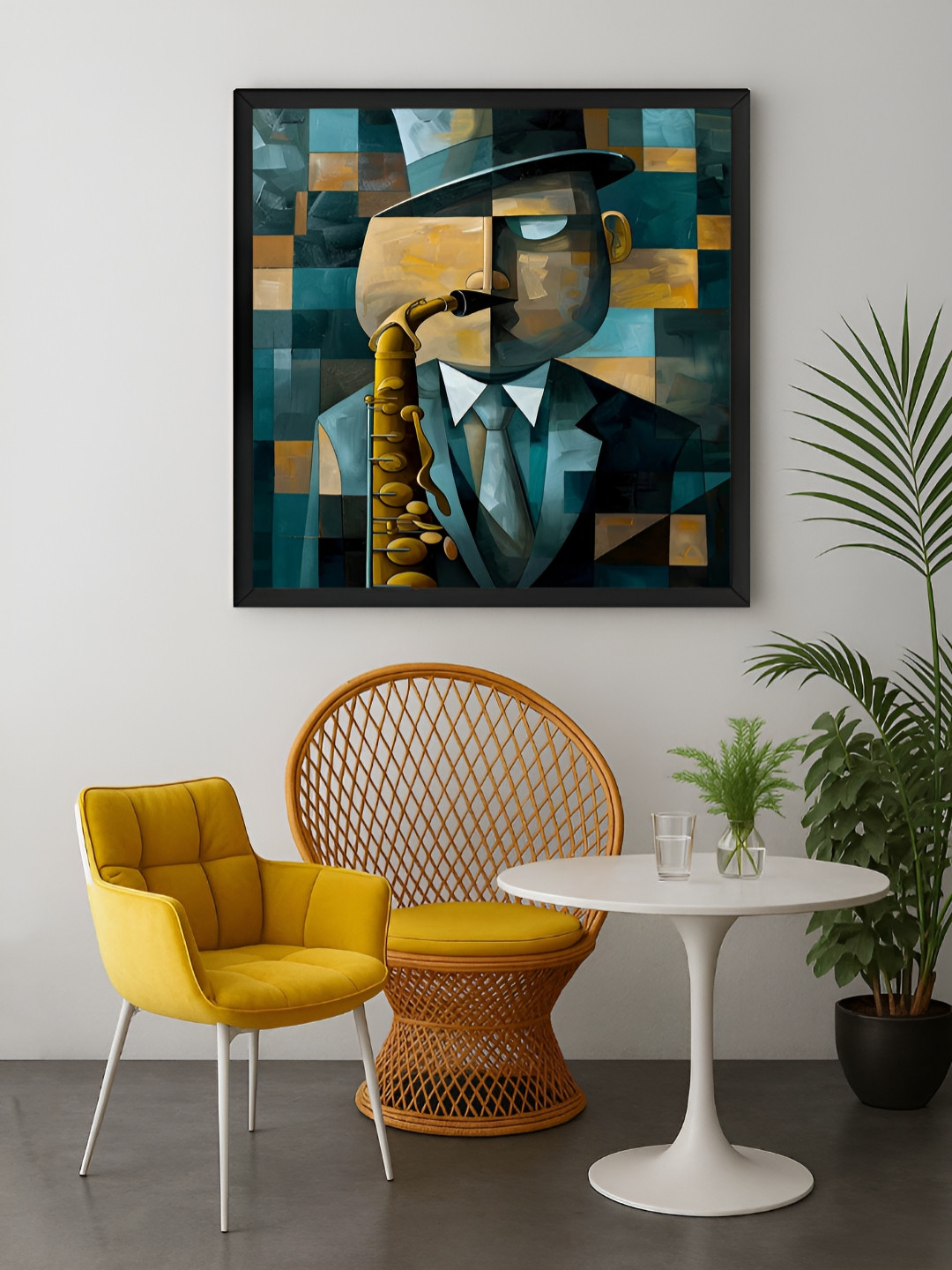 999Store Black & White Jazz Musician Canvas Wall Art