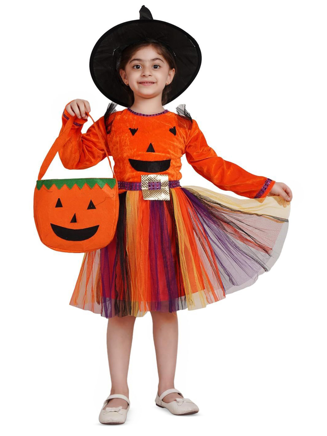 Kaku Fancy dresses Girls Pumpkin Frock Fancy Dress