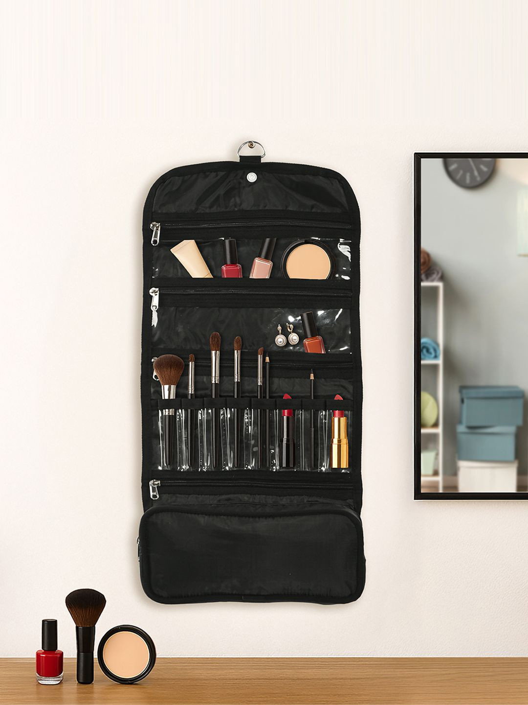 Kuber Industries Hanging Makeup Pouch With Magnetic Closure