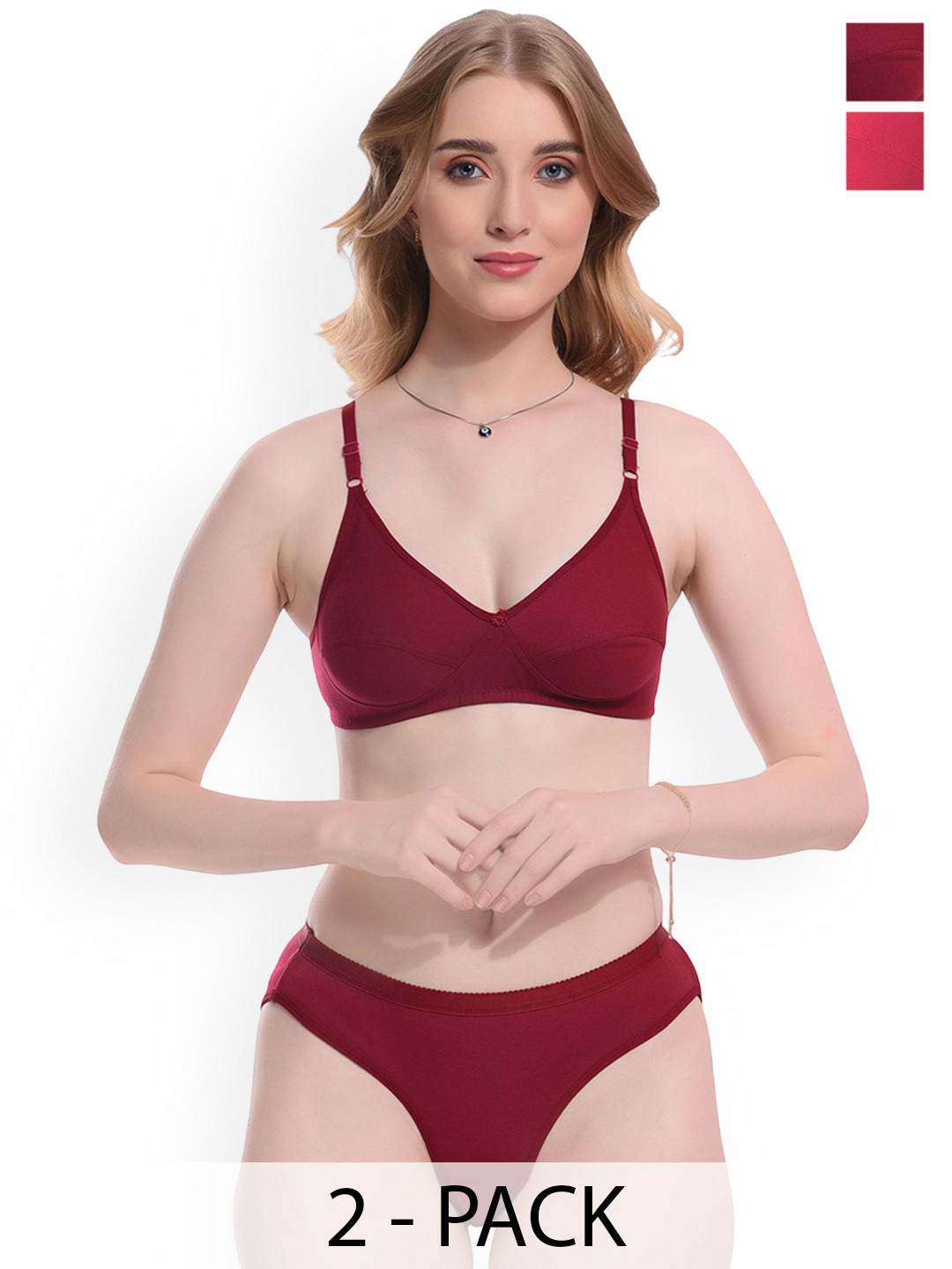 Samvar Pack Of 2 Non-Padded Lingerie Set  Ruchi-Set_P,M