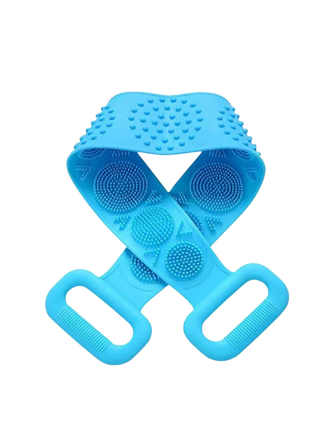 Flying Monk Soft Silicone Back Scrubber Brush Cum Belt For Exfoliating Shower Bath - Blue