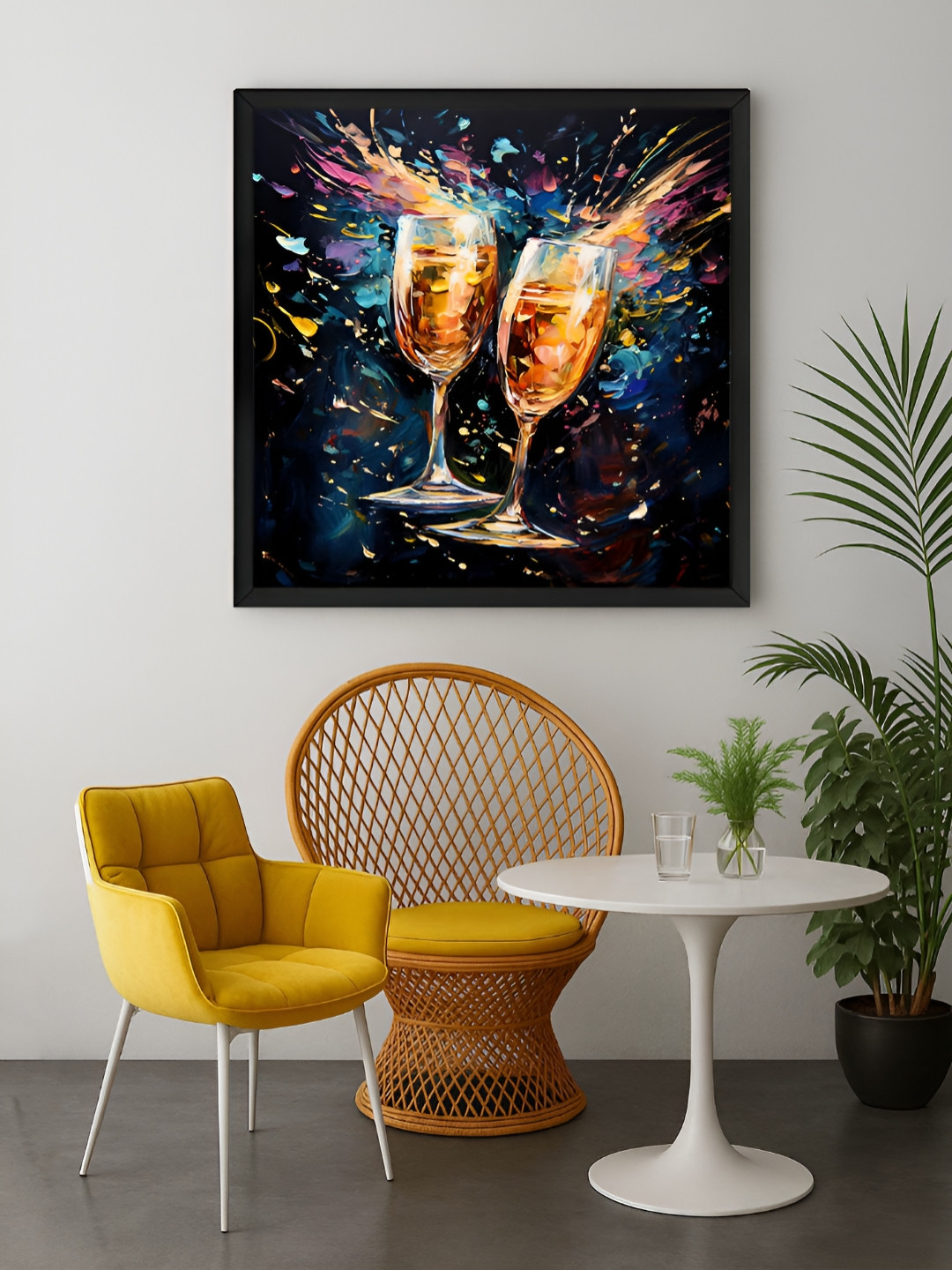 999Store Navy Blue & Orange Colored Glasses Printed Canvas Wall Art