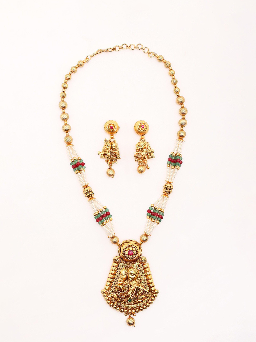 Exotic India Stone-Studded & Beaded Radha Krishna Jewellery Set