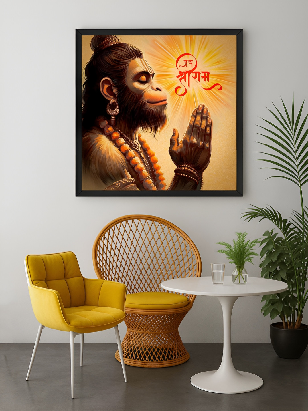 999Store Brown & Orange Hanuman's Fiery Religious Canvas Wall Art