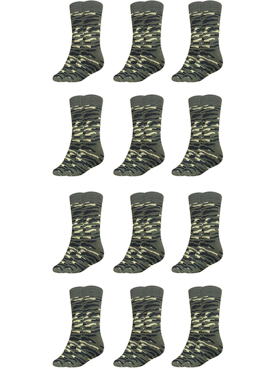 MUKHAKSH Girls 12 Pair Green Cotton Causal Calf Length Socks