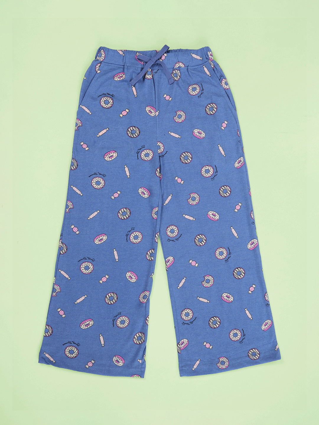 KiddoPanti Girls Donut Printed Pure Cotton Straight-Leg Lounge Pants