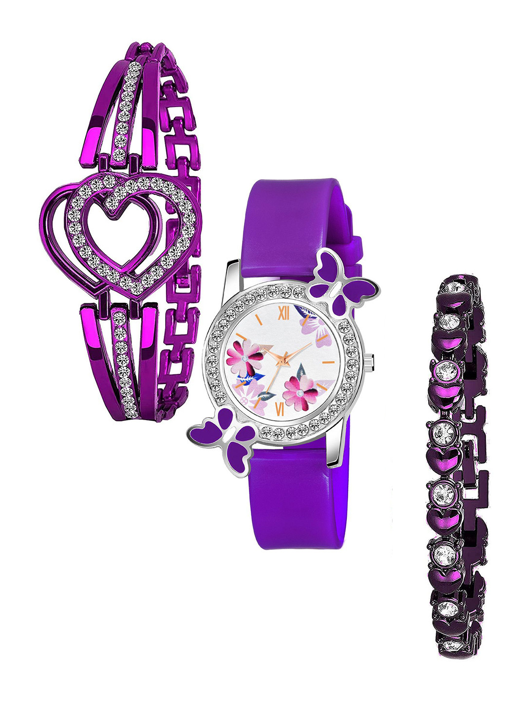 CSAMON Women Printed Dial Watch & 2 Bracelets Gift Set