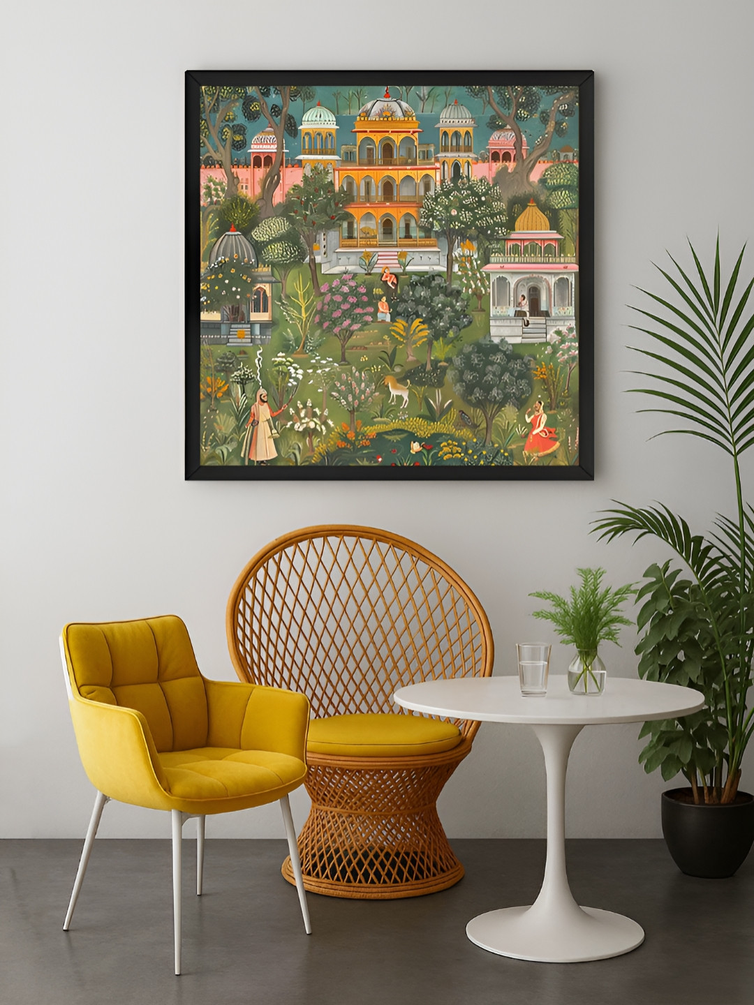 999Store Green & Yellow Garden Printed Canvas Wall Art