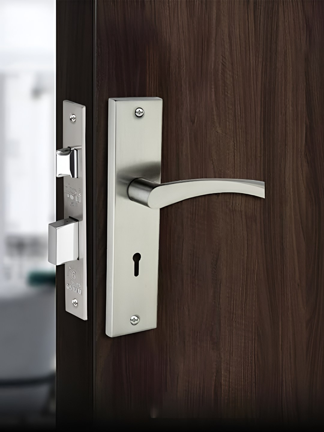 PLUS POINT Silver-Toned KY Mortise Handle Door Lock