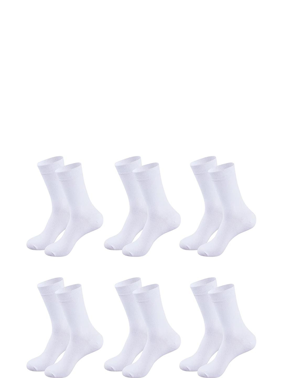 MUKHAKSH Kids 6 Pairs Plain White Calf Length Socks