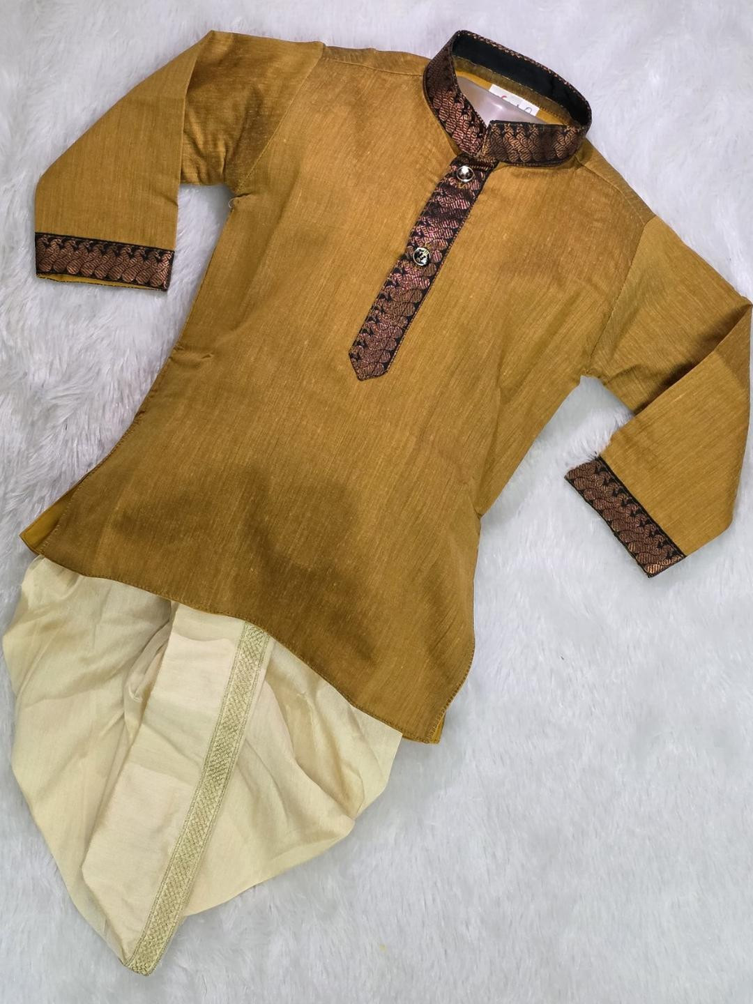 AMBA COLLECTION BOUTIQUE Boys Mandarin Collar Pure Cotton Kurta with Dhoti Pants