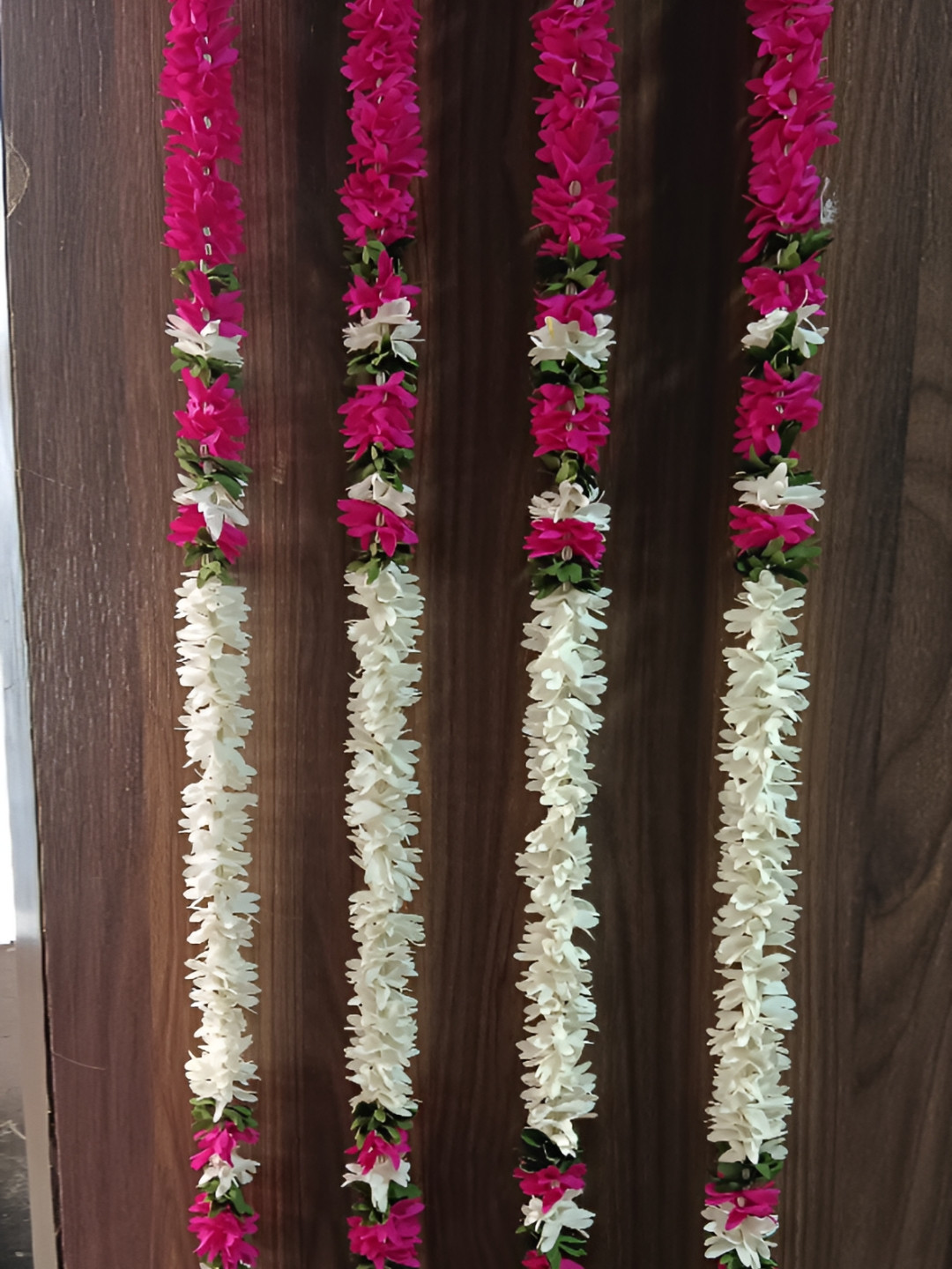 Nutts White & Pink 4 Pieces Paper Gajra Hanging Garlands