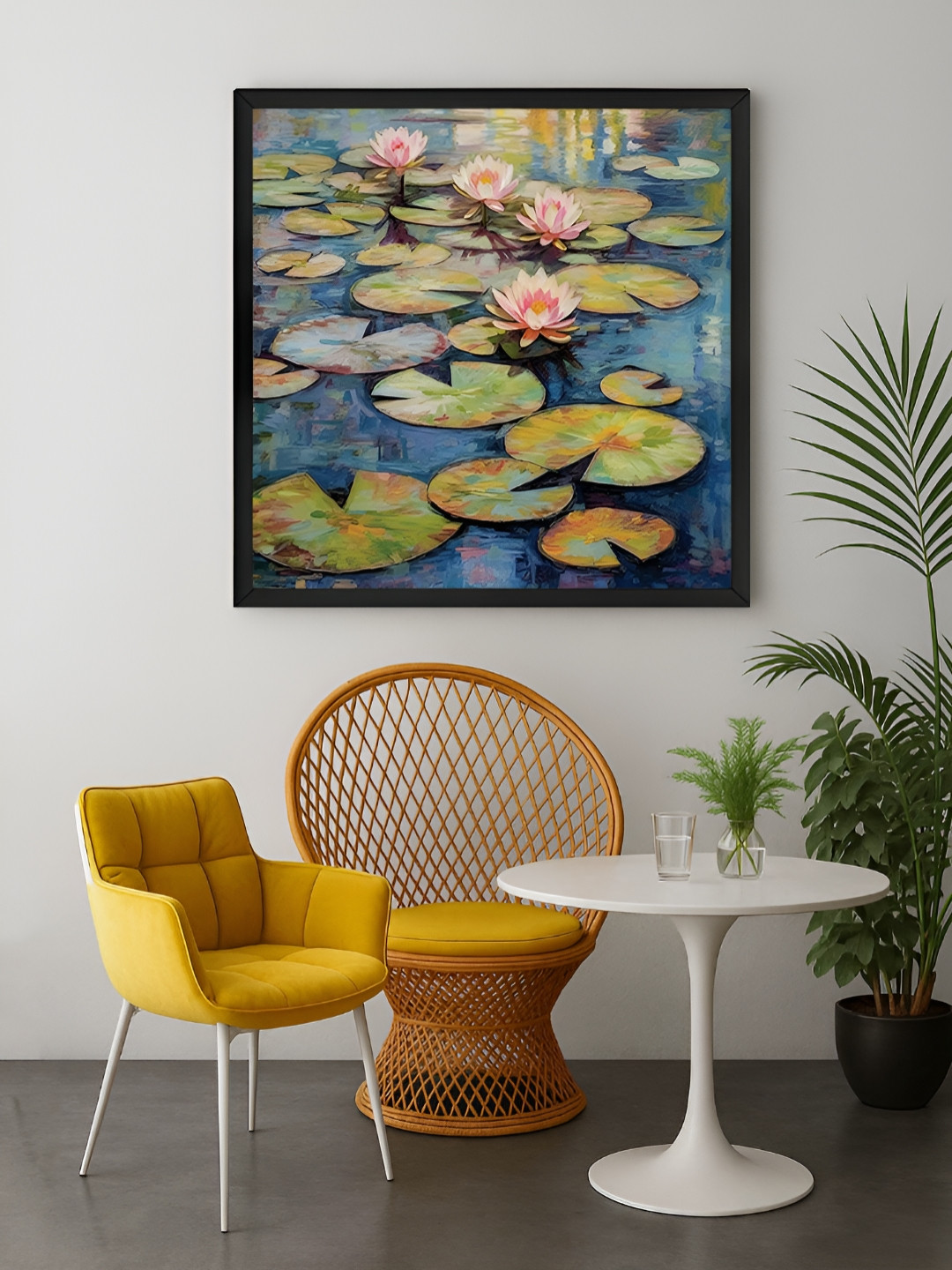 999Store Blue & Green 1 Piece Tranquil Water Lily Canvas Wall Art