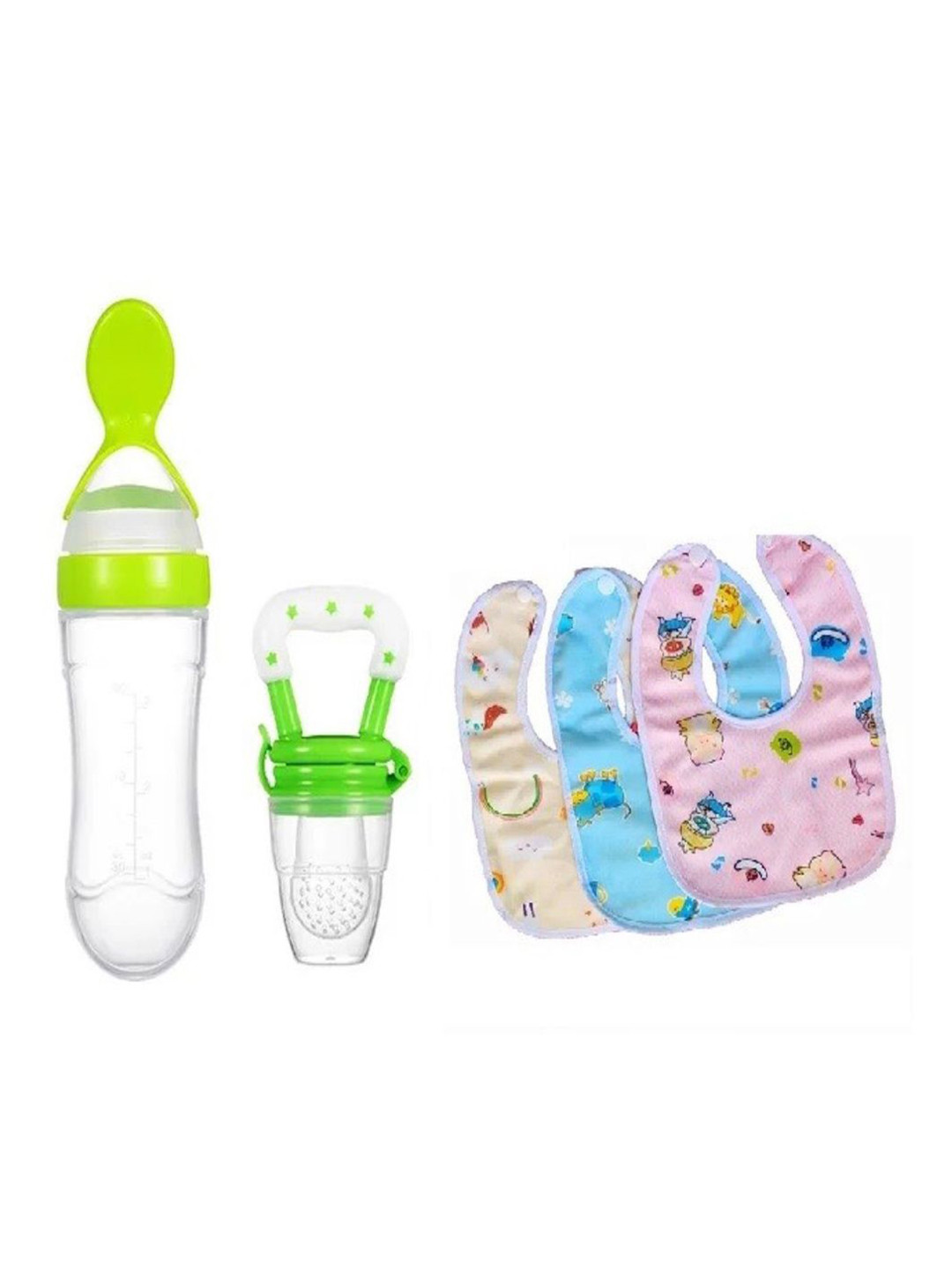 Kritiu Set Of 3 Feeding Starter Kit With Cotton Waterproof Bibs