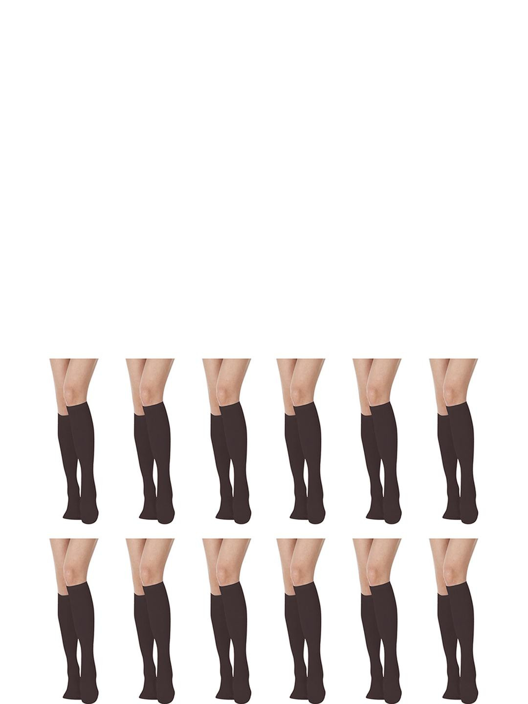 MUKHAKSH 12 Pairs  kids-Unisex Brown Socks