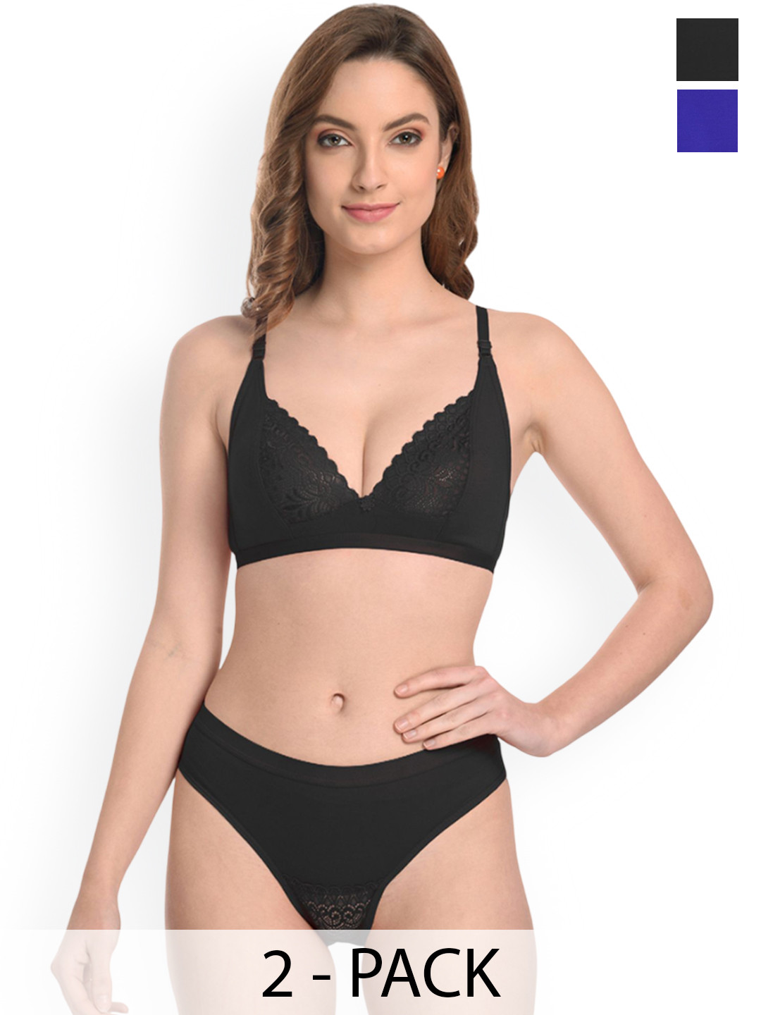 Samvar Pack Of 2 Non-padded Lingerie Set B-Yani Set_B,Bl