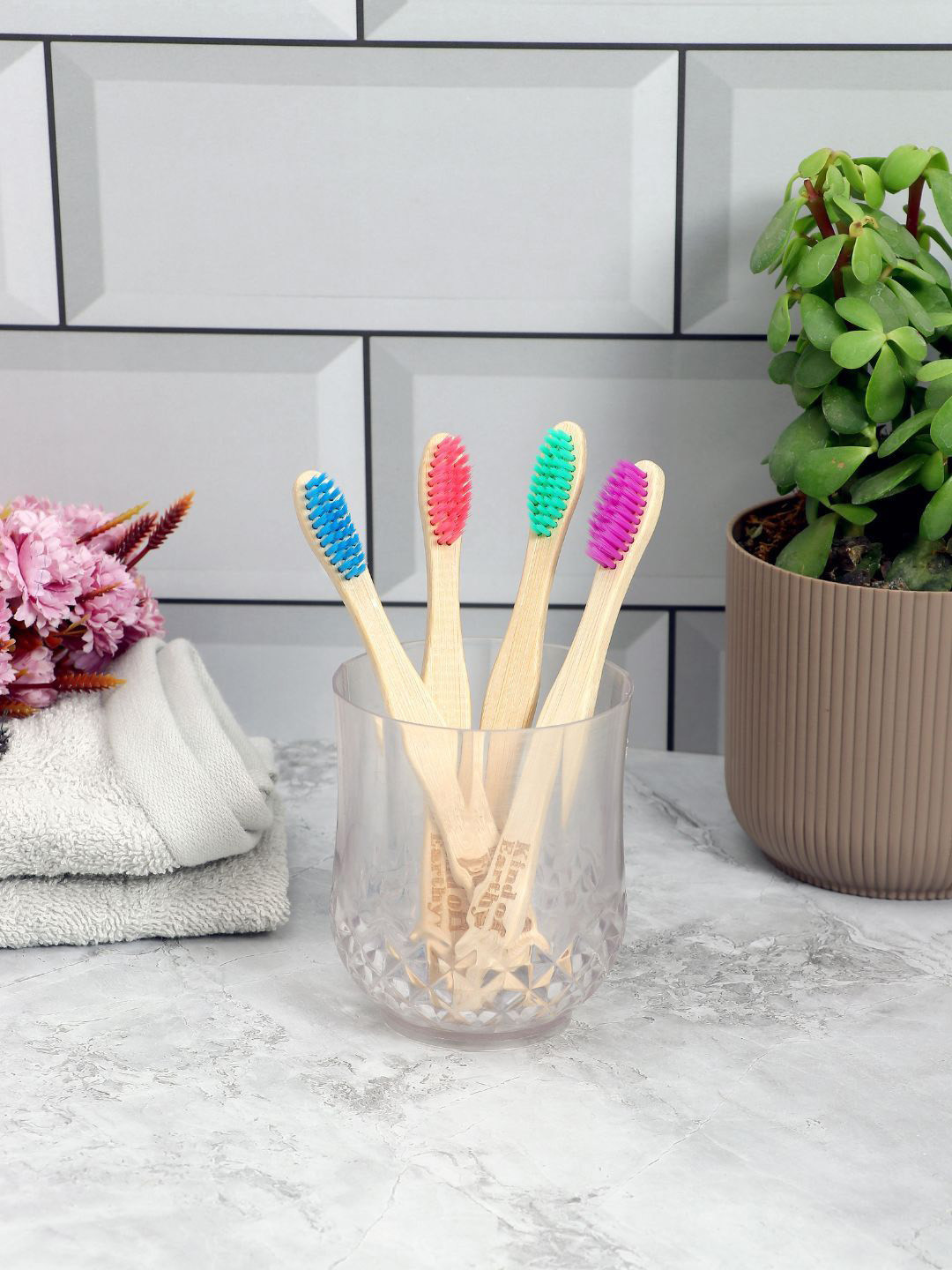 Kind of Earthy Kids Set Of 4 Soft Charcoal Bristles Toothbrush