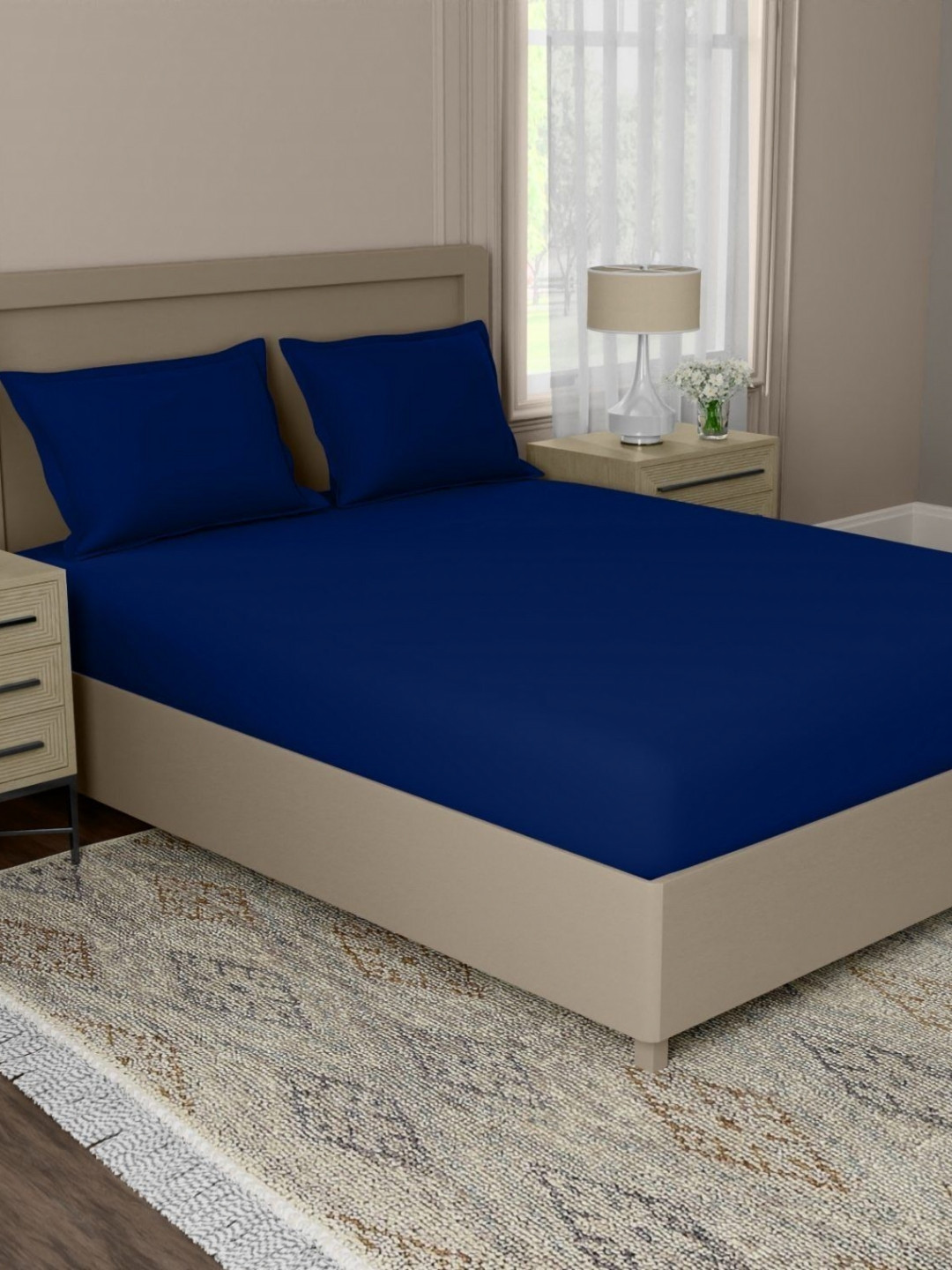 home expressions Blue 144TC Cotton Super King Bedsheet Set 2.74 x 2.74 m