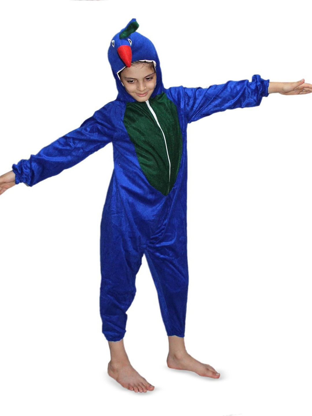 Kaku Fancy dresses Unisex Kids Colourblocked Hooded Peacock Dress