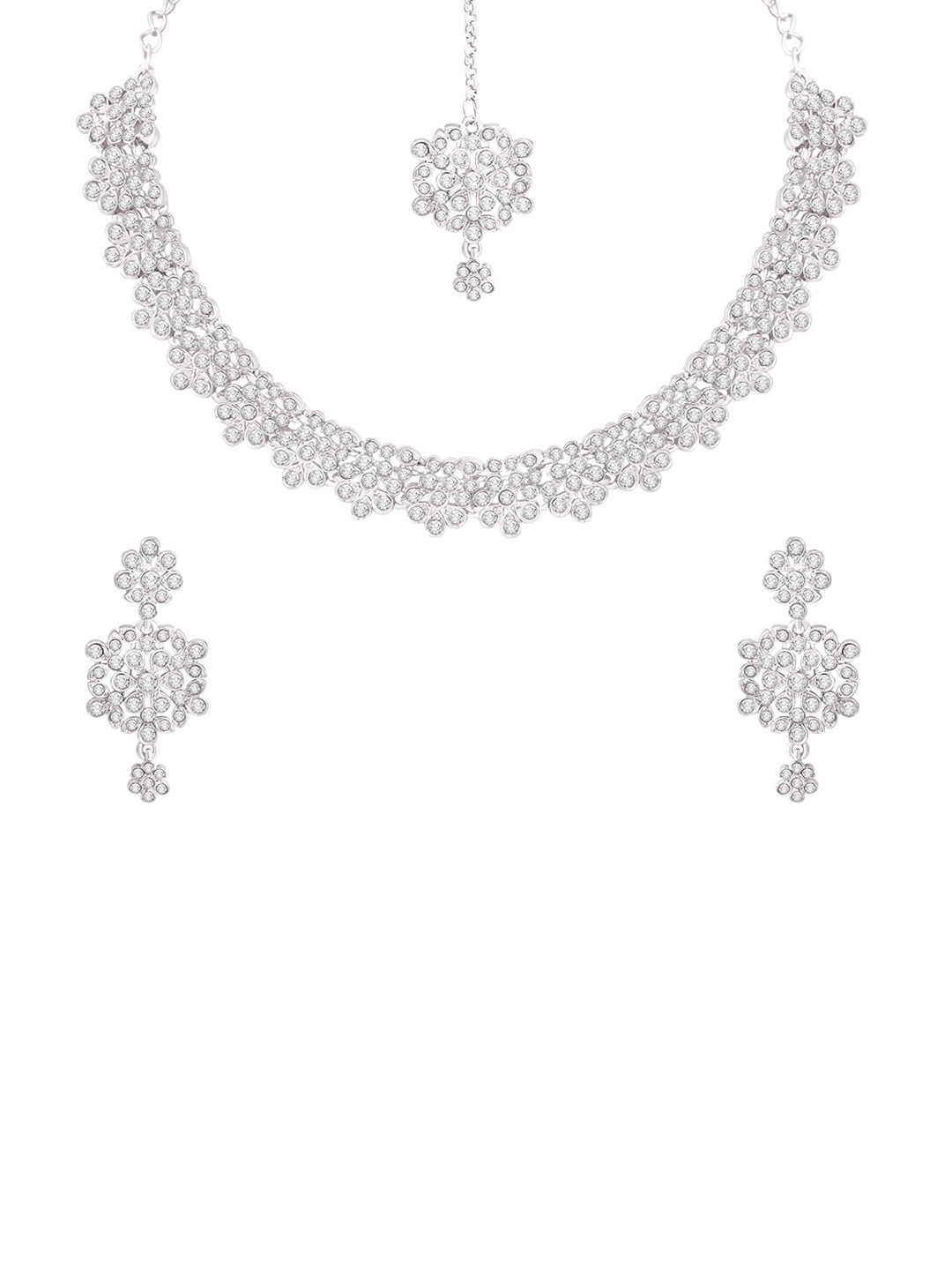 Atasi International Rhodium-Plated Crystals And American Diamond-Studded Jewellery Set