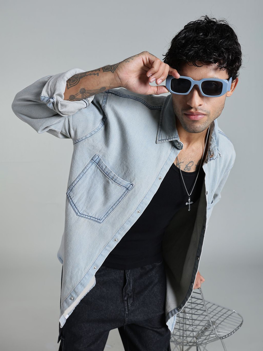 FOUL CHILD Men Solid Spread Collar Cotton Casual Shirt