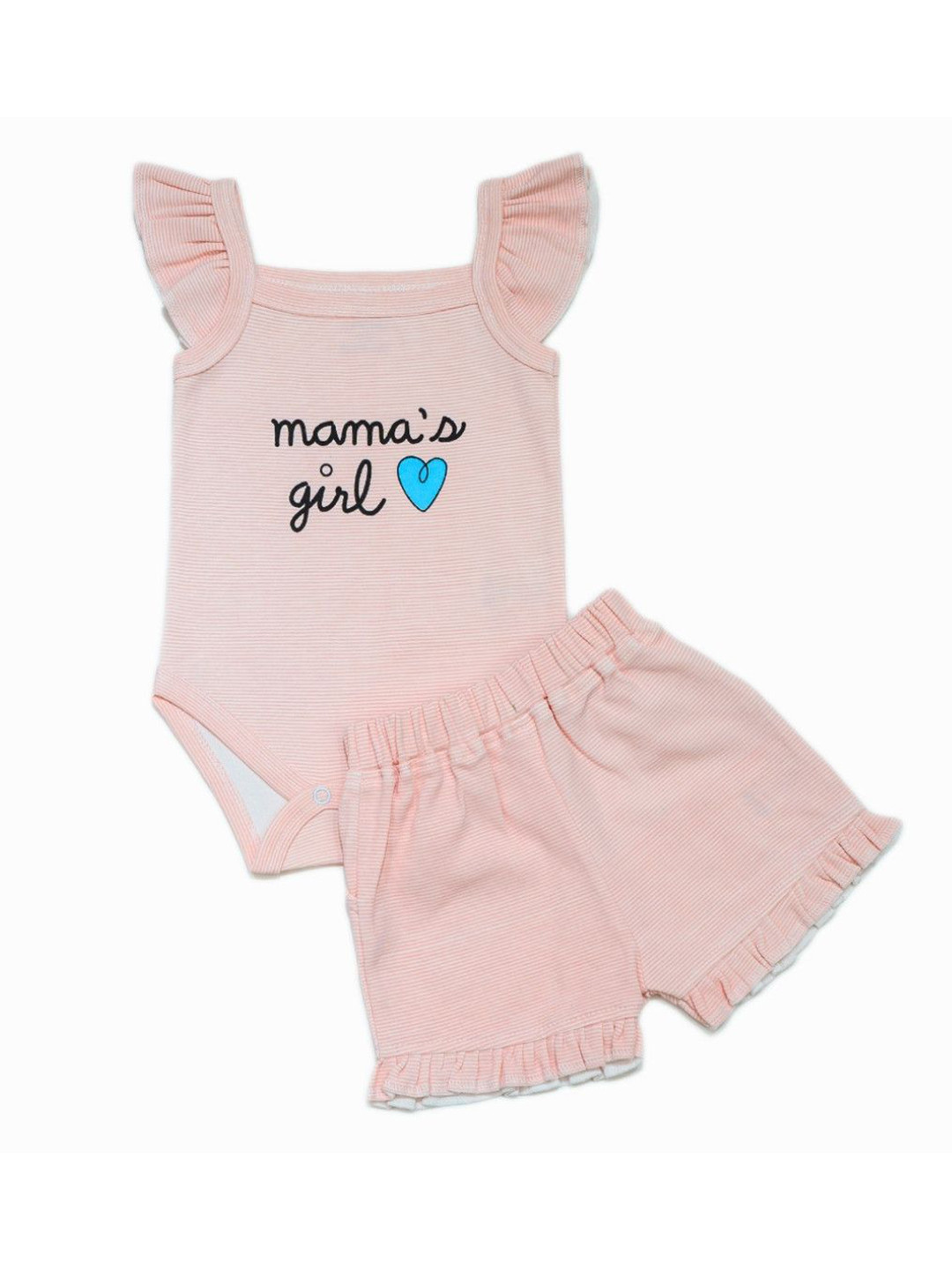 LUV-DUB Kids Striped Short Sleeves Pure Cotton Top With Shorts