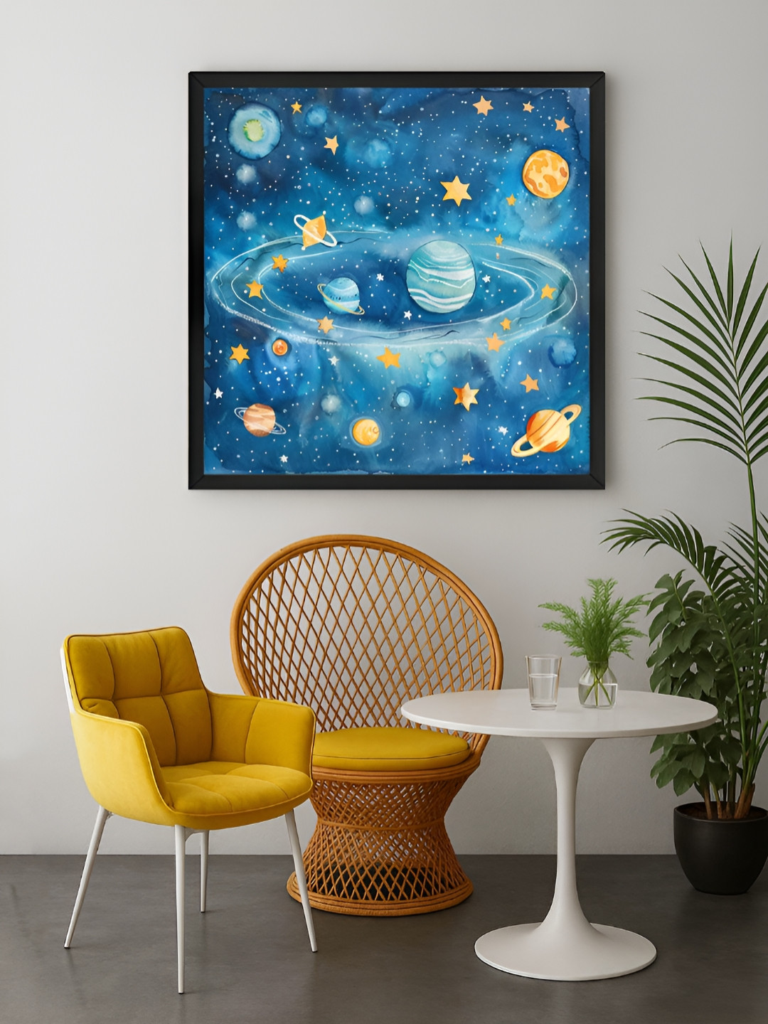 999Store Blue & Yellow Galaxy Space Canvas Wall Art