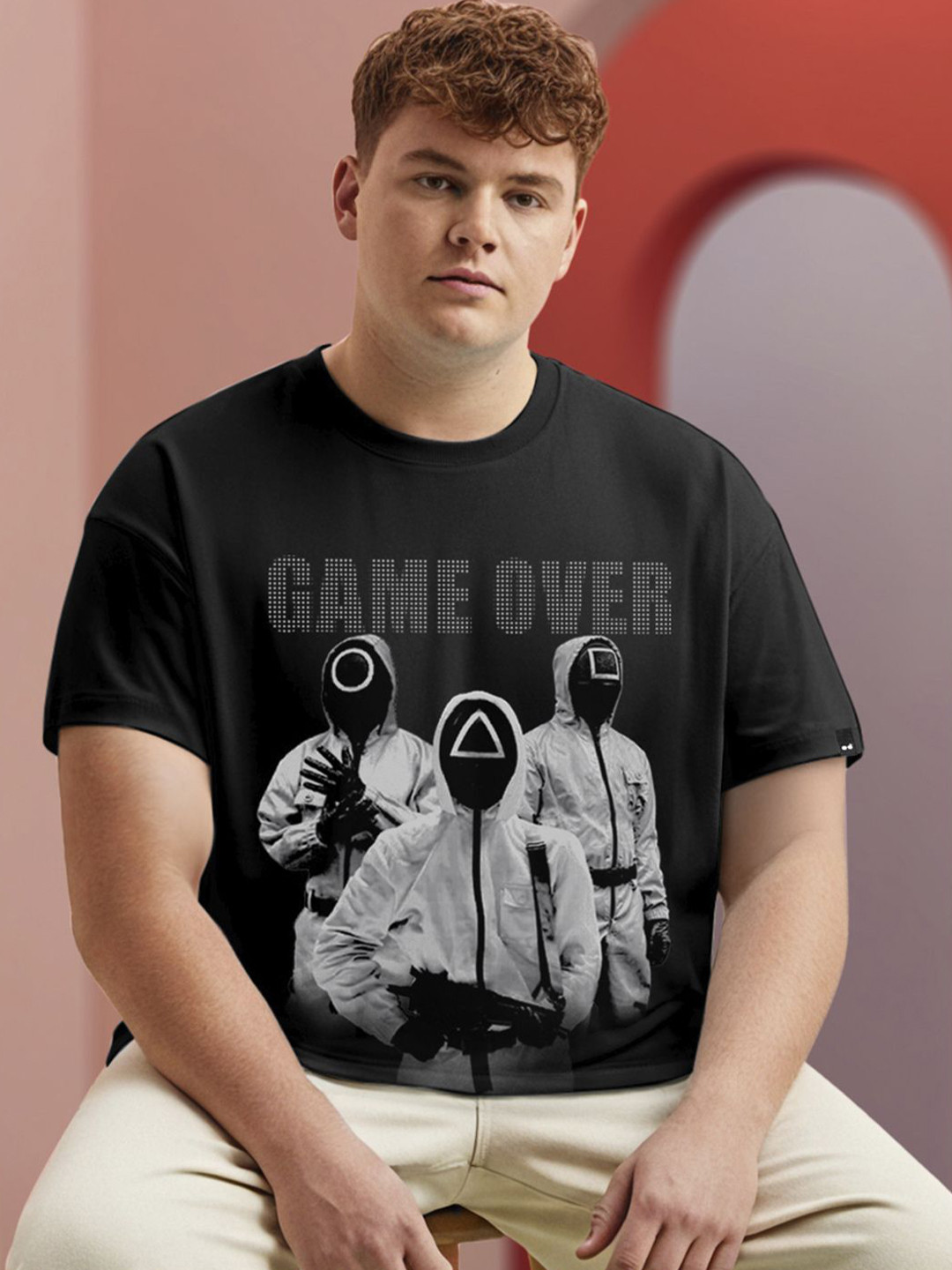 Bewakoof Plus Official Squid Game Merchandise Game Over Printed Plus Size T-shirt