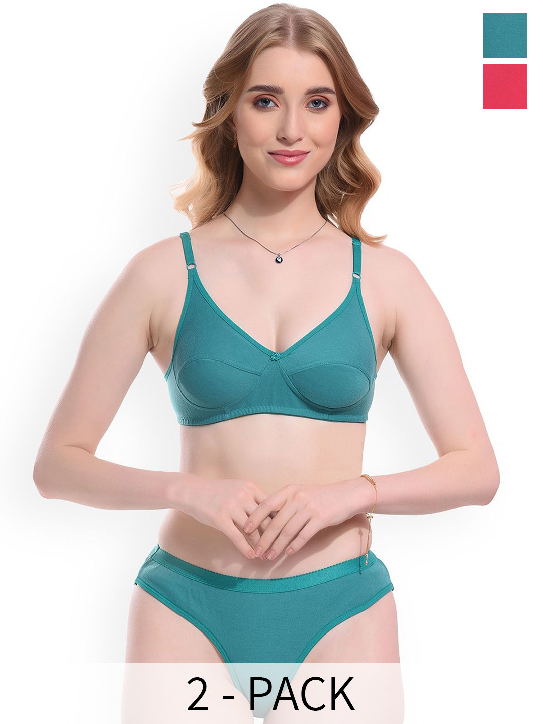 Samvar Pack Of 2 Non Padded Lingerie Sets Ruchi-Set_P,Mint