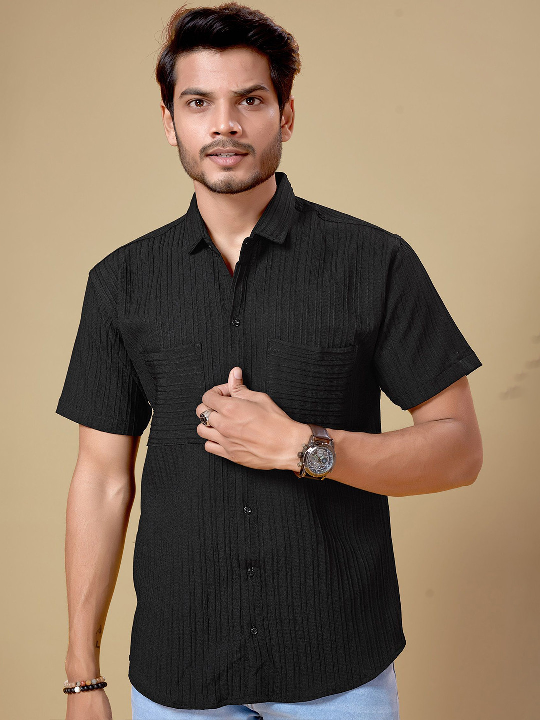 MARMIC FAB Striped Spread Collar Classic pockets Shirt