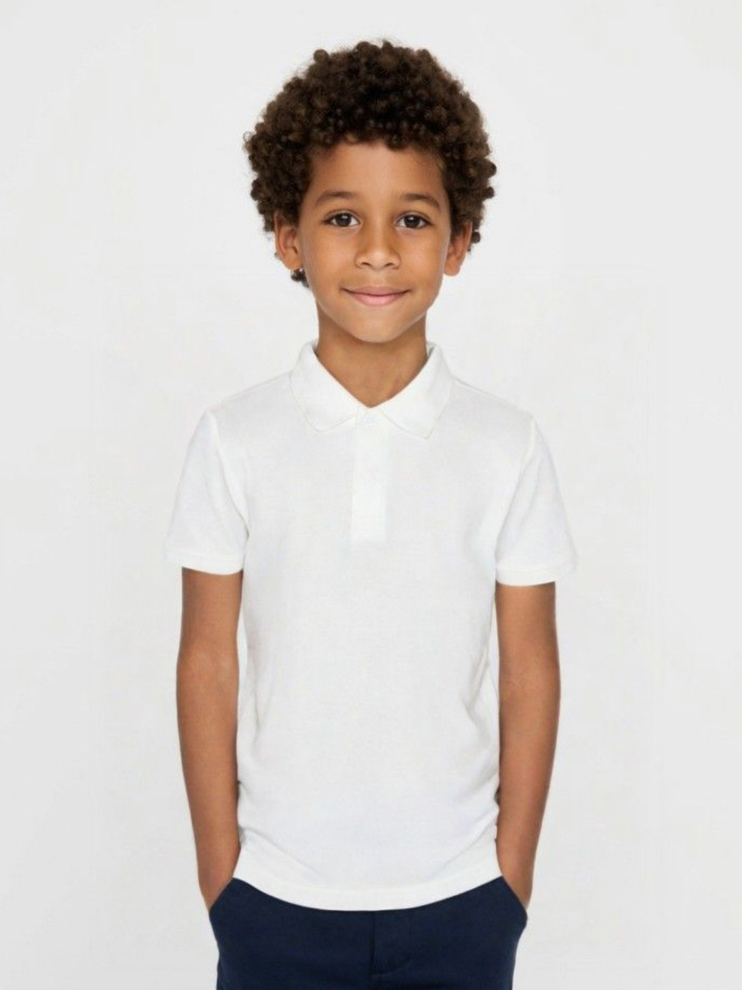 Shajiv Boys Solid Polo Collar Cotton T-shirt