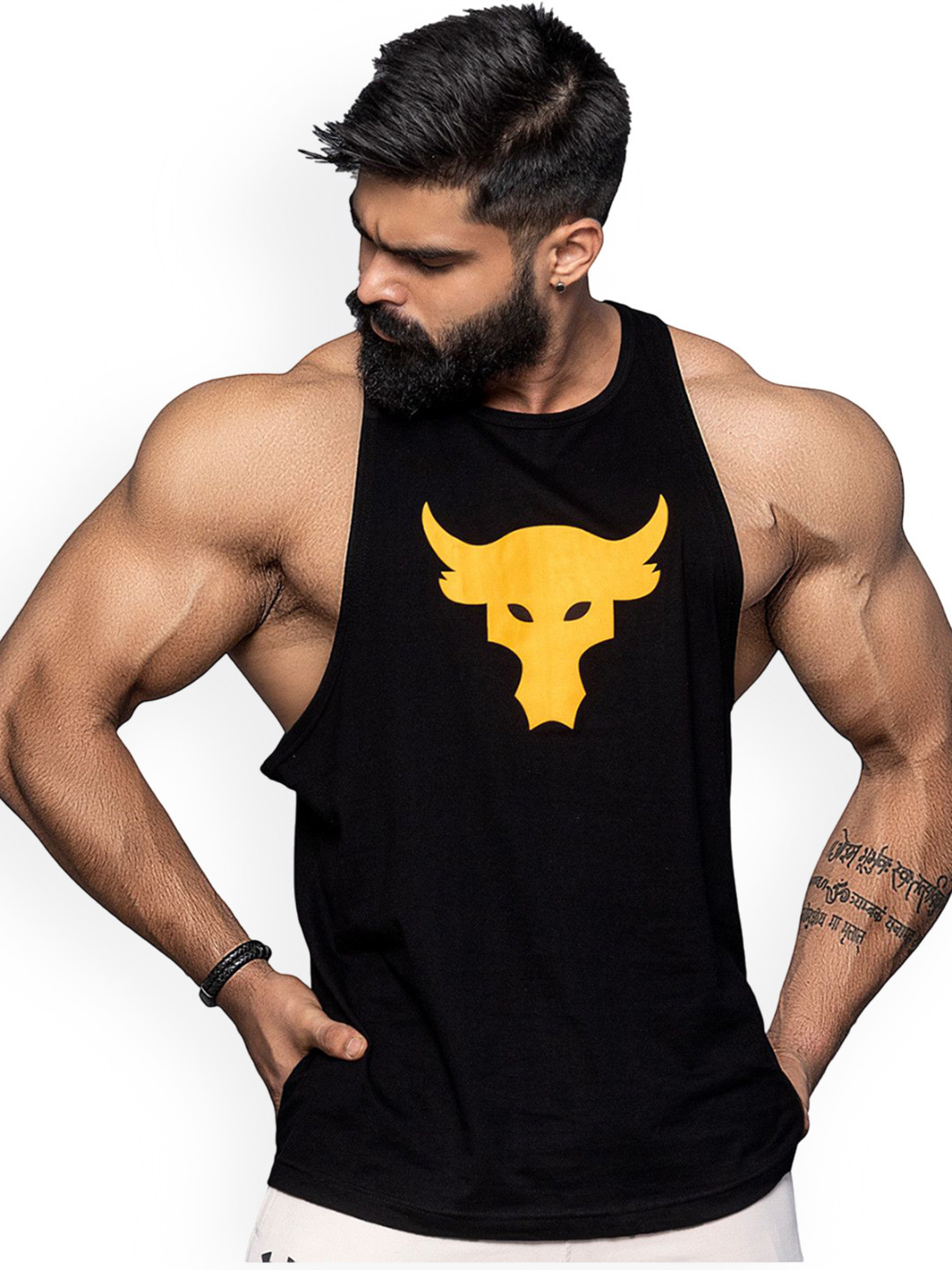 JUARI BE A GENTLEMAN Printed Cotton Gym Vest VESGN6NYAYNDK5WR