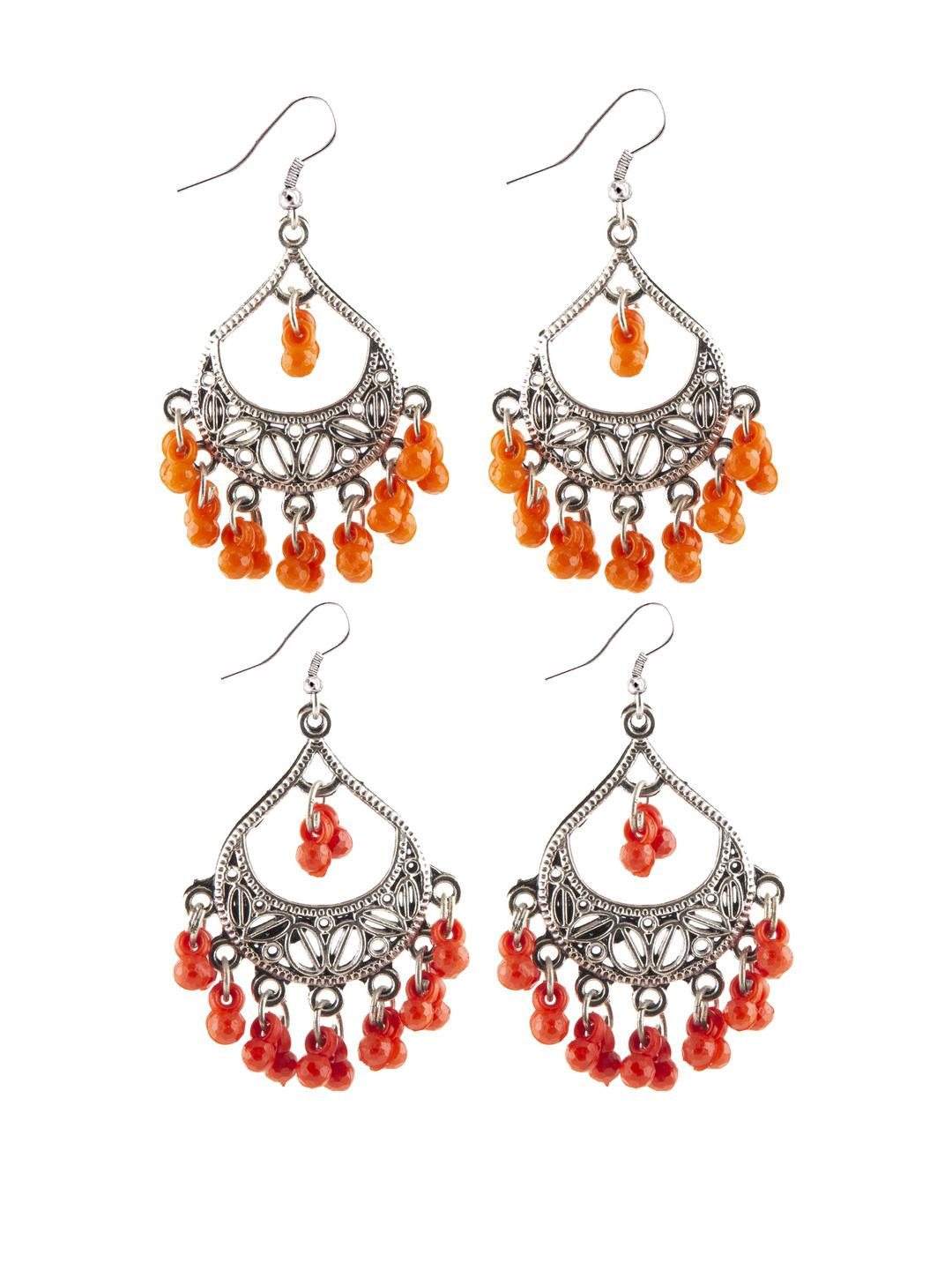 Creative Frogs Set Of 2 Silver Toned Oxidized Drop Earrings