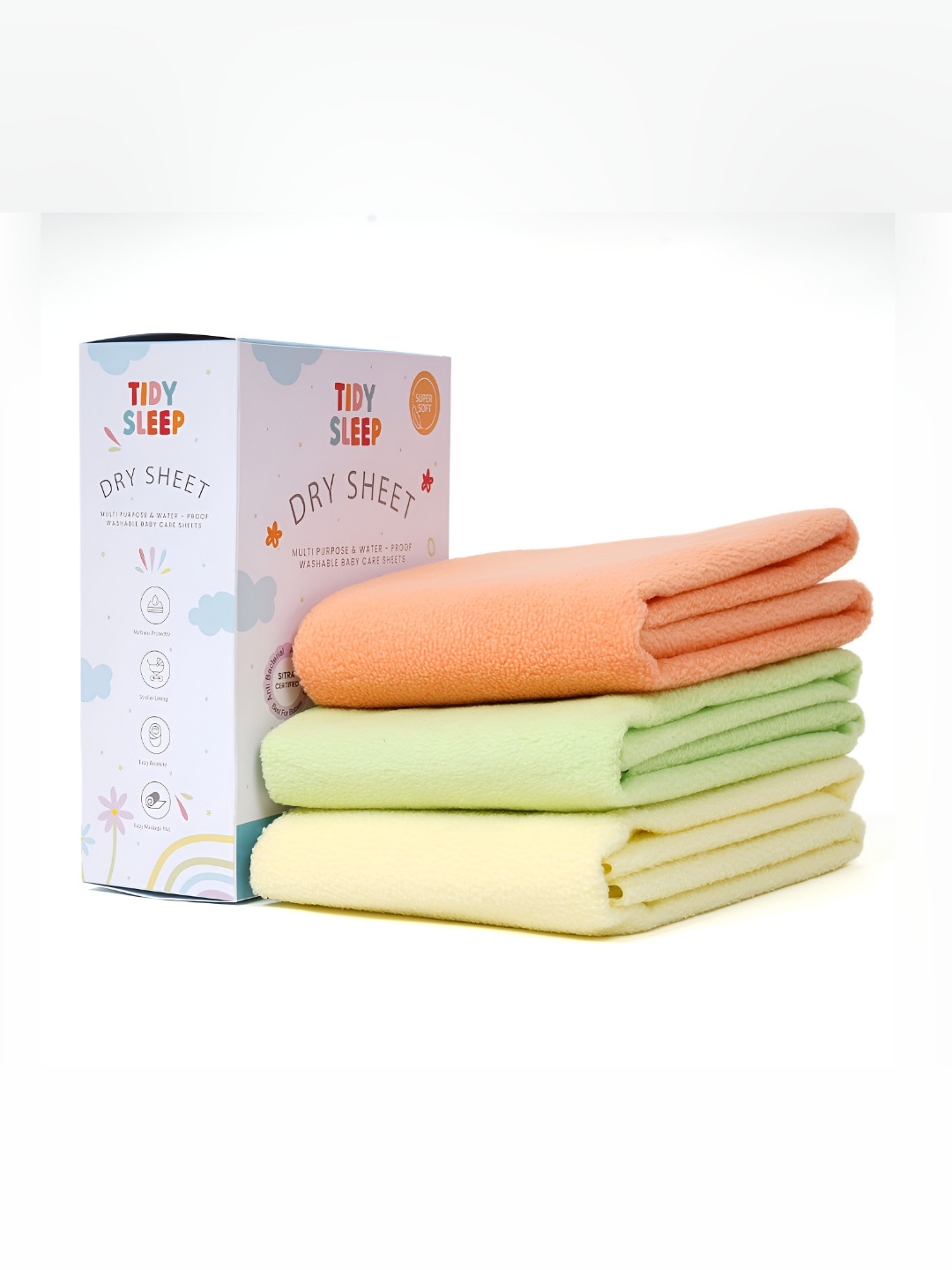 TIDY SLEEP Green 3 Piece Cotton Breathable Mattress Protector