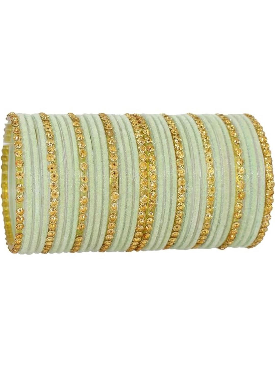 Guddan Set of 34 Pista & Golden Glass Bangle Set
