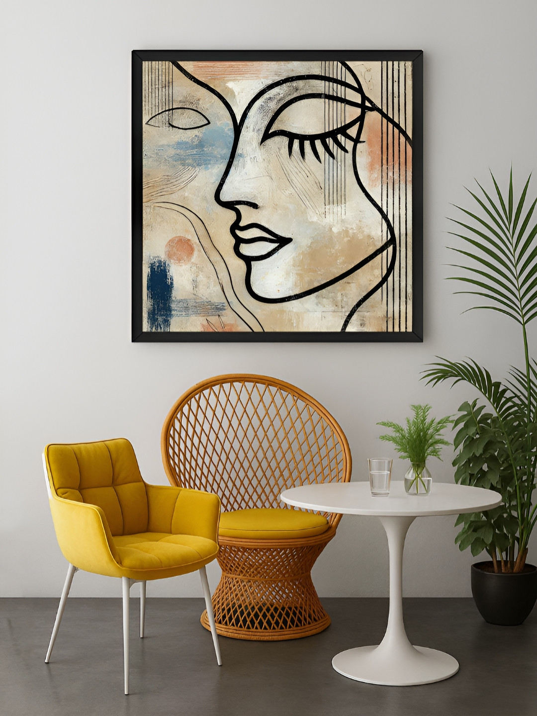 999Store Brown & Black 1 Piece Abstract Face Canvas Wall Art