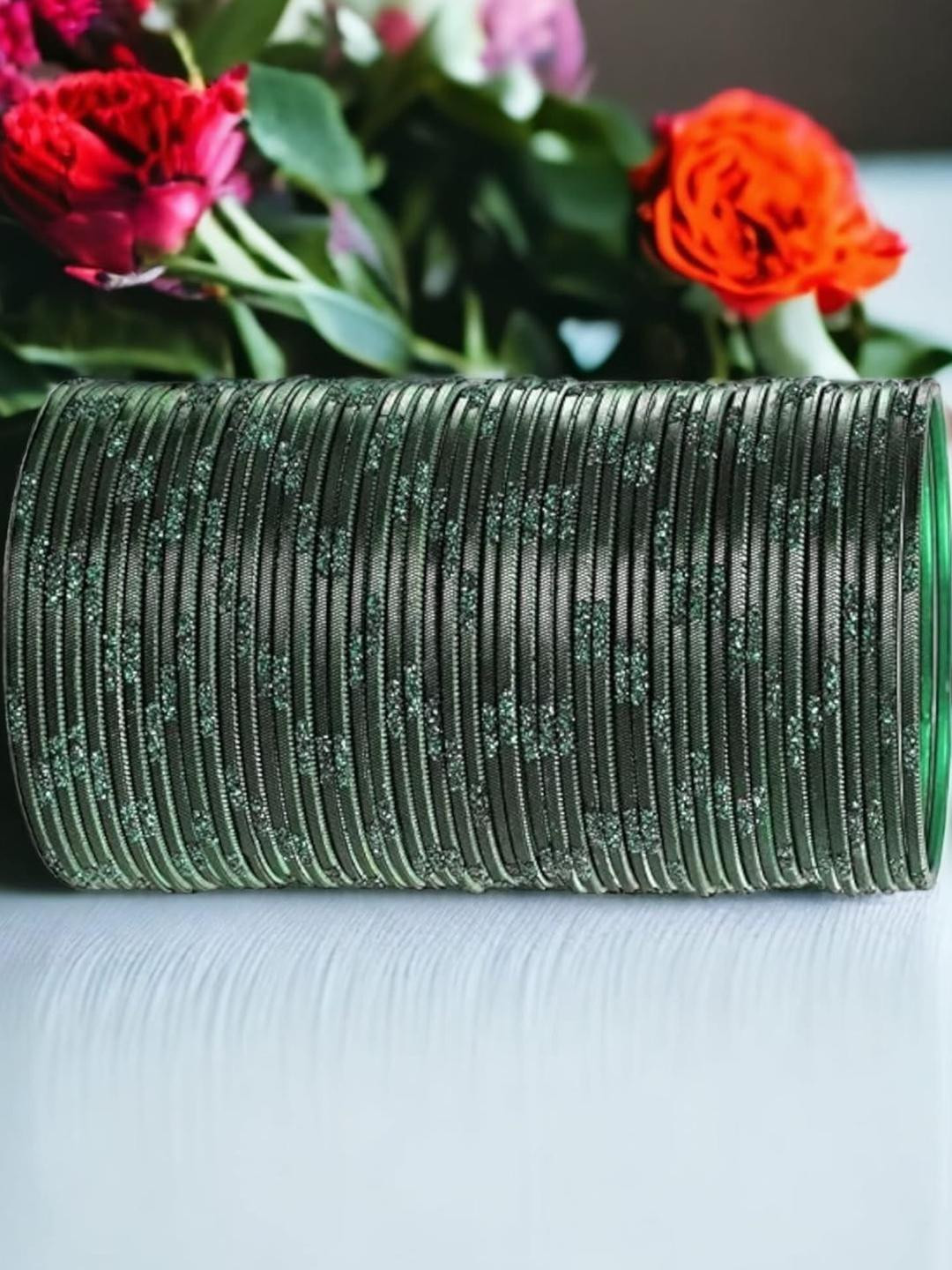 Guddan Women Green Designer Metal Bangles - Set Of 48
