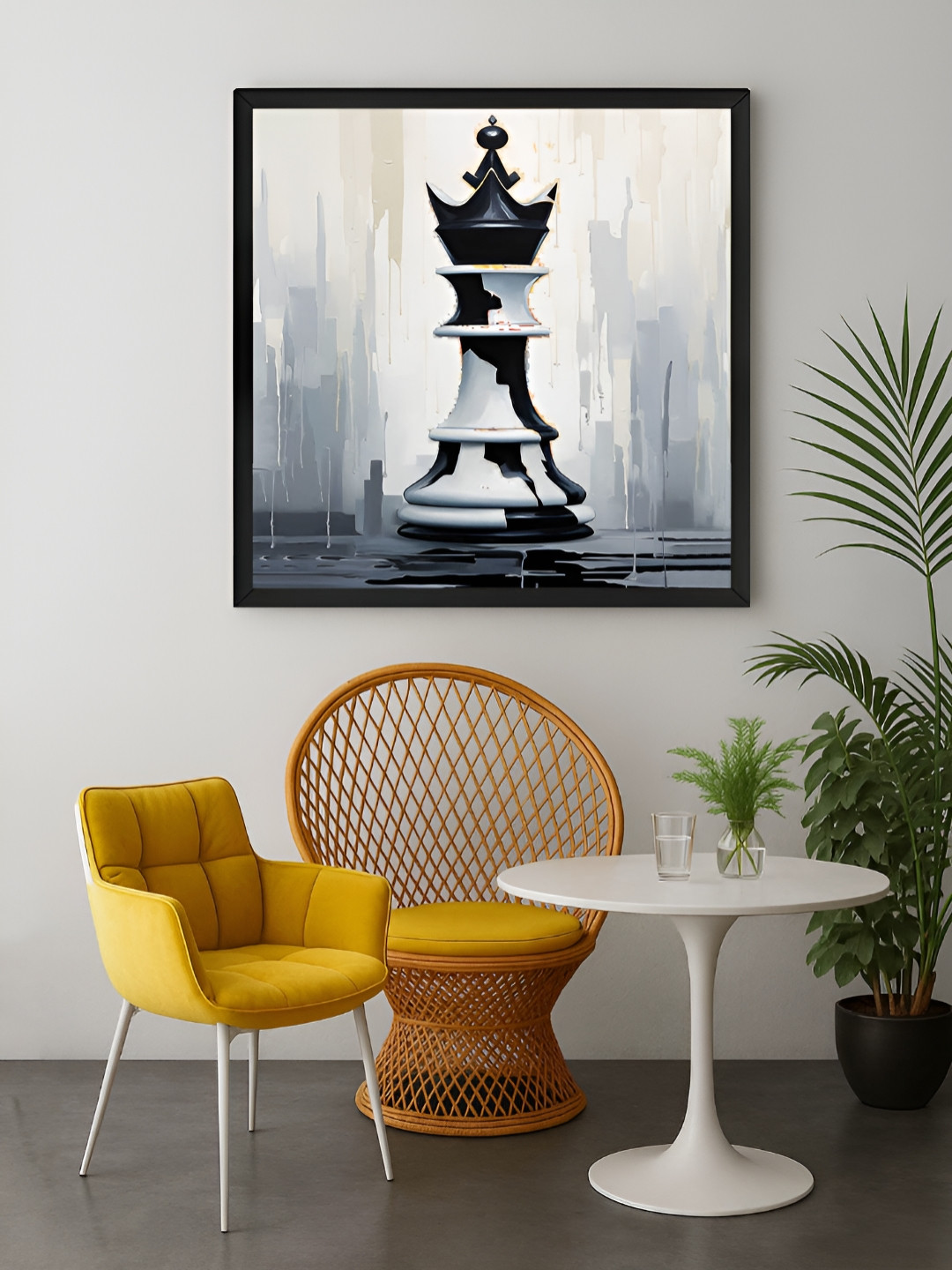 999Store Grey & White Chess King Canvas Wall Art