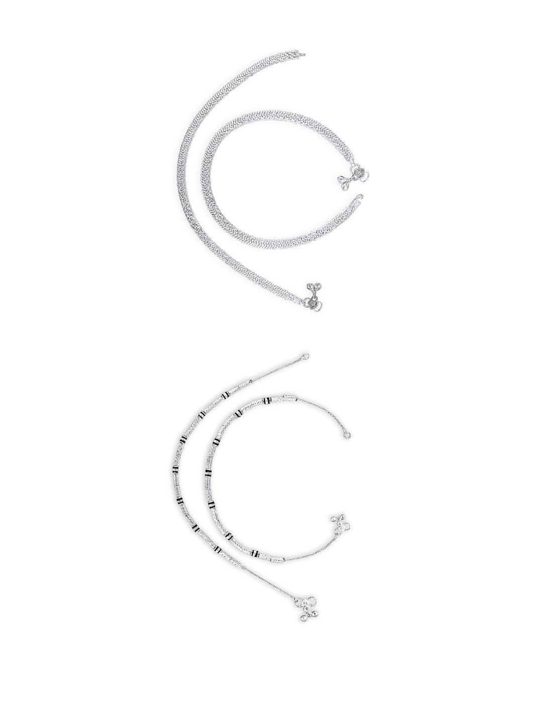 Iga collection Women Silver Anklet - Pack Of 4