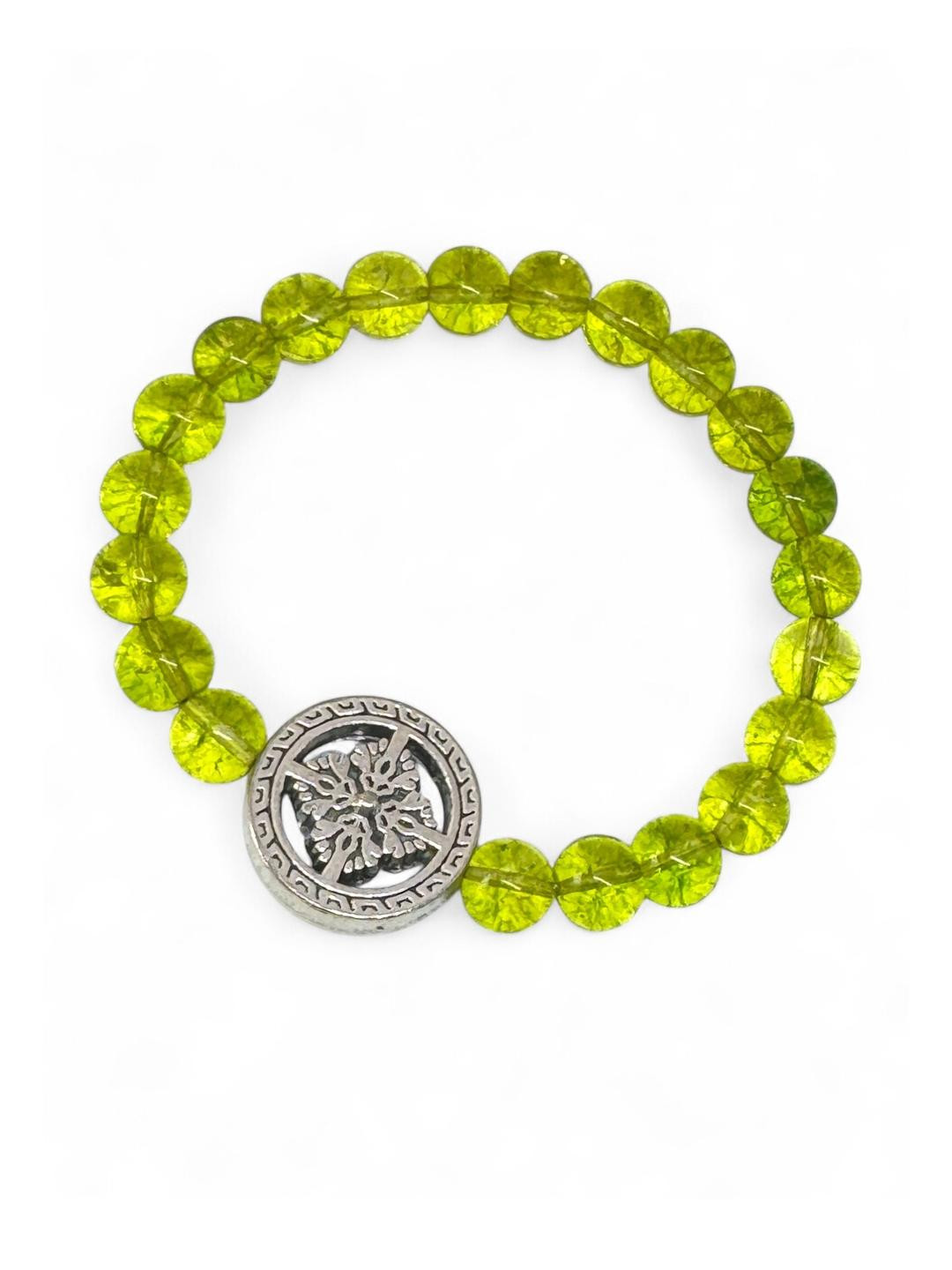 Gems Guru Green Flower Peridot Stone Bracelet