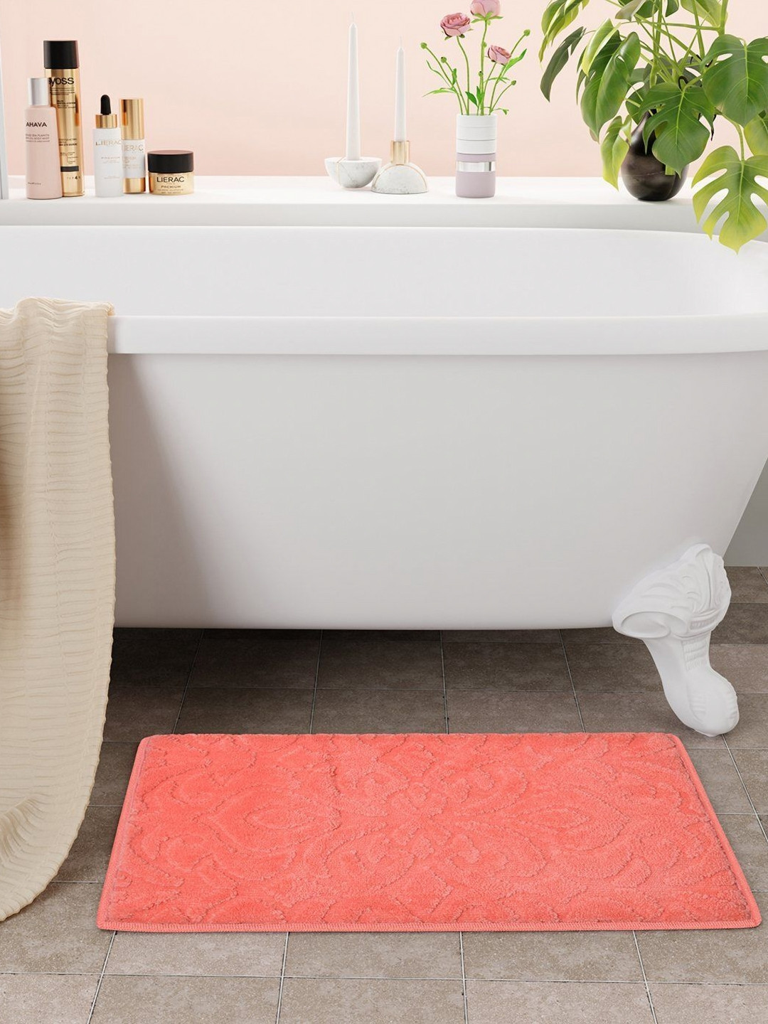 Bichauna Element Pink Anti-Skid & Non-Slip Rectangular 1300-GSM Bath Rug