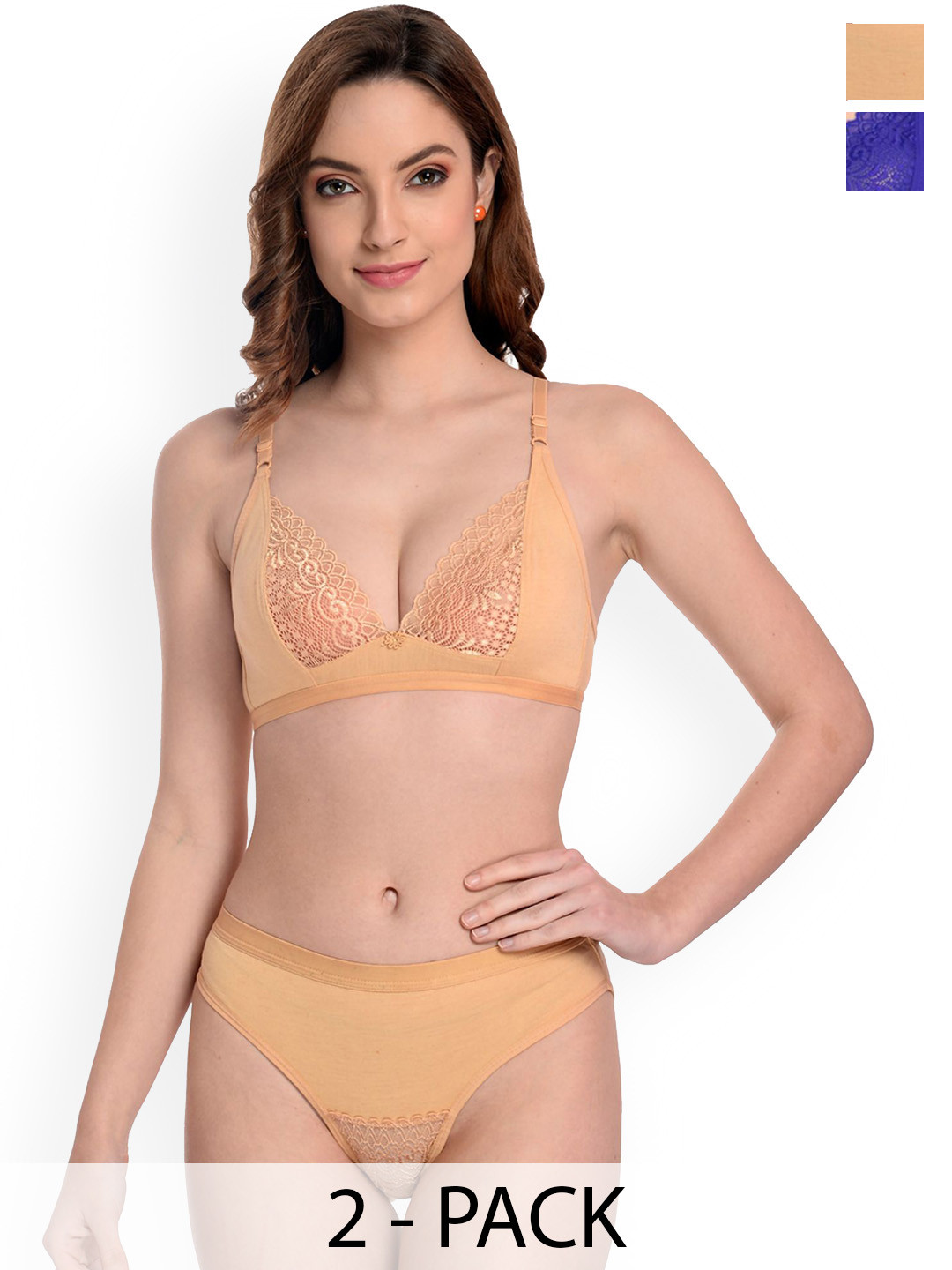 Samvar Pack Of 2 Non-Padded Lingerie Set B-Yani Set_B,Br
