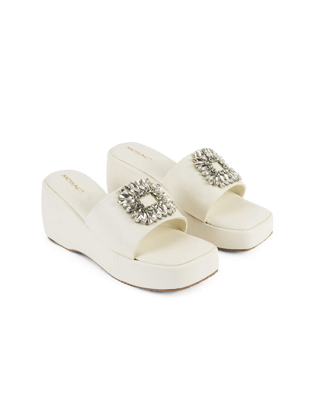 MOSAC Women Square Toe Open Back Wedges Sandals