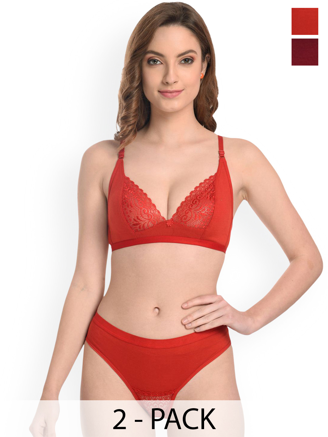 Samvar Pack Of 2 Non-Padded Lingerie Set A-Yani Set_R,M