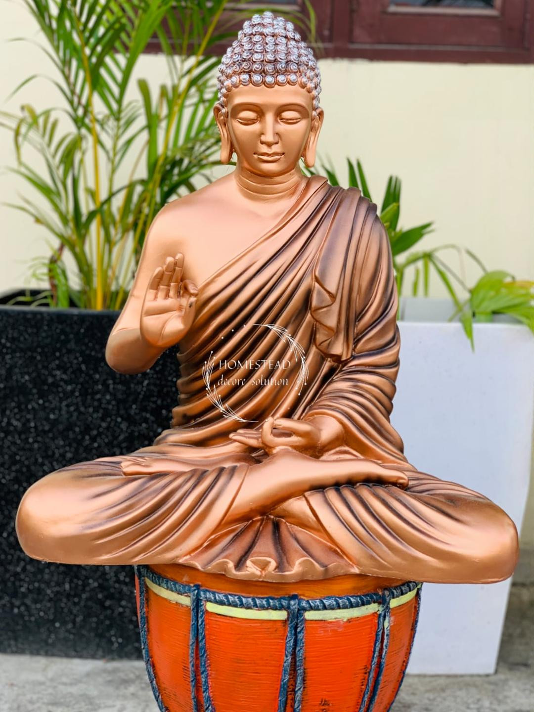 HOMESTEAD DECORE SOLUTION Copper-Toned Buddha Idol Showpiece